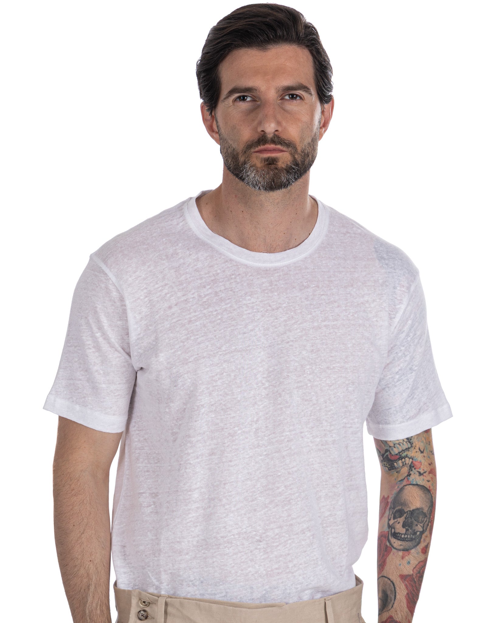 Felix - t-shirt in lino bianca