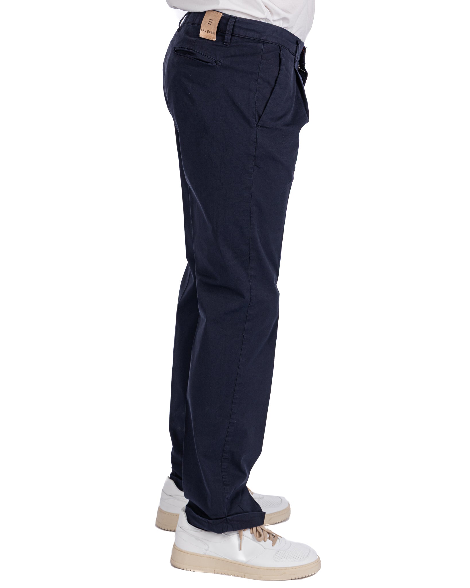 Seath - blue wide cotton trousers
