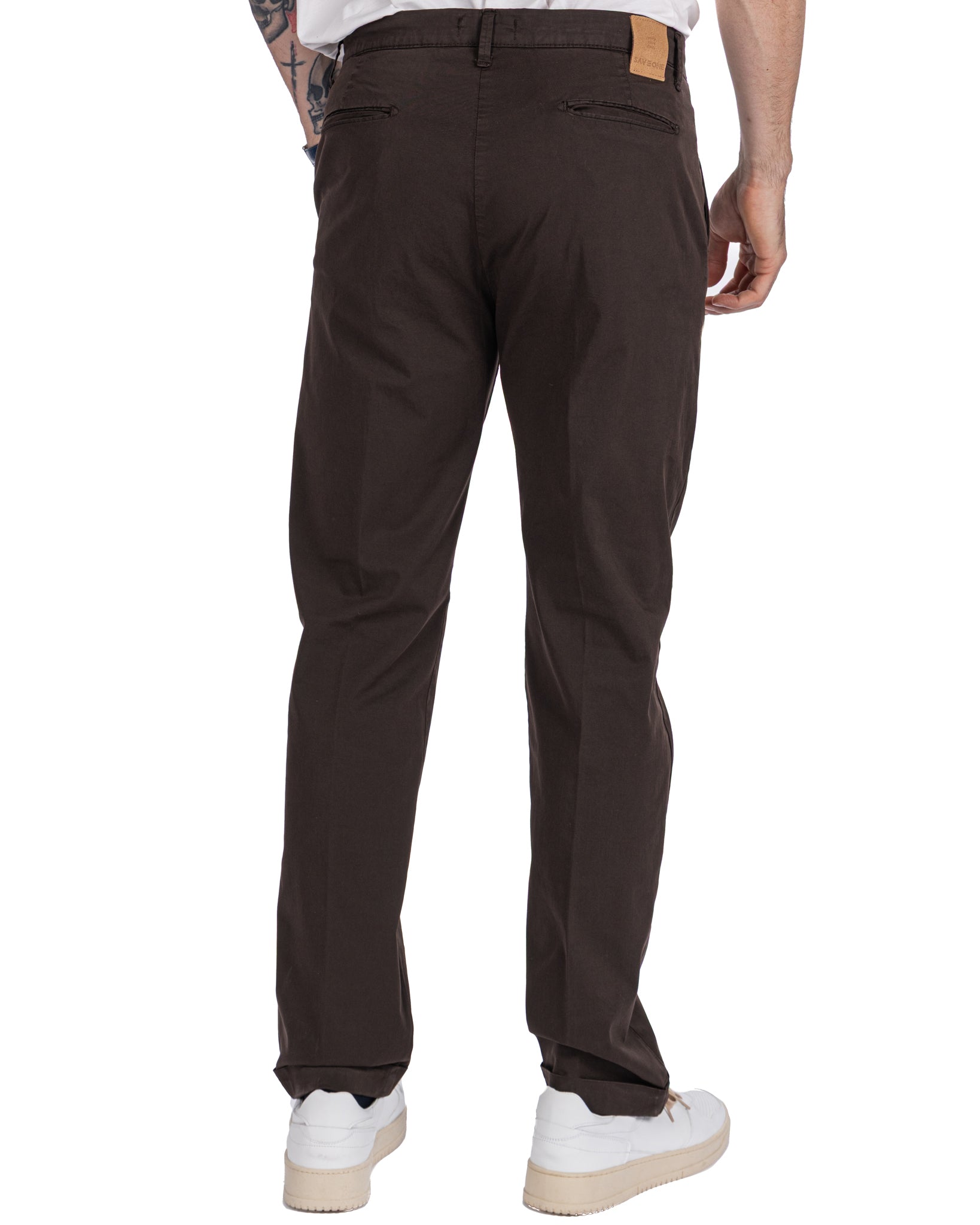 Seath - dark brown wide cotton trousers