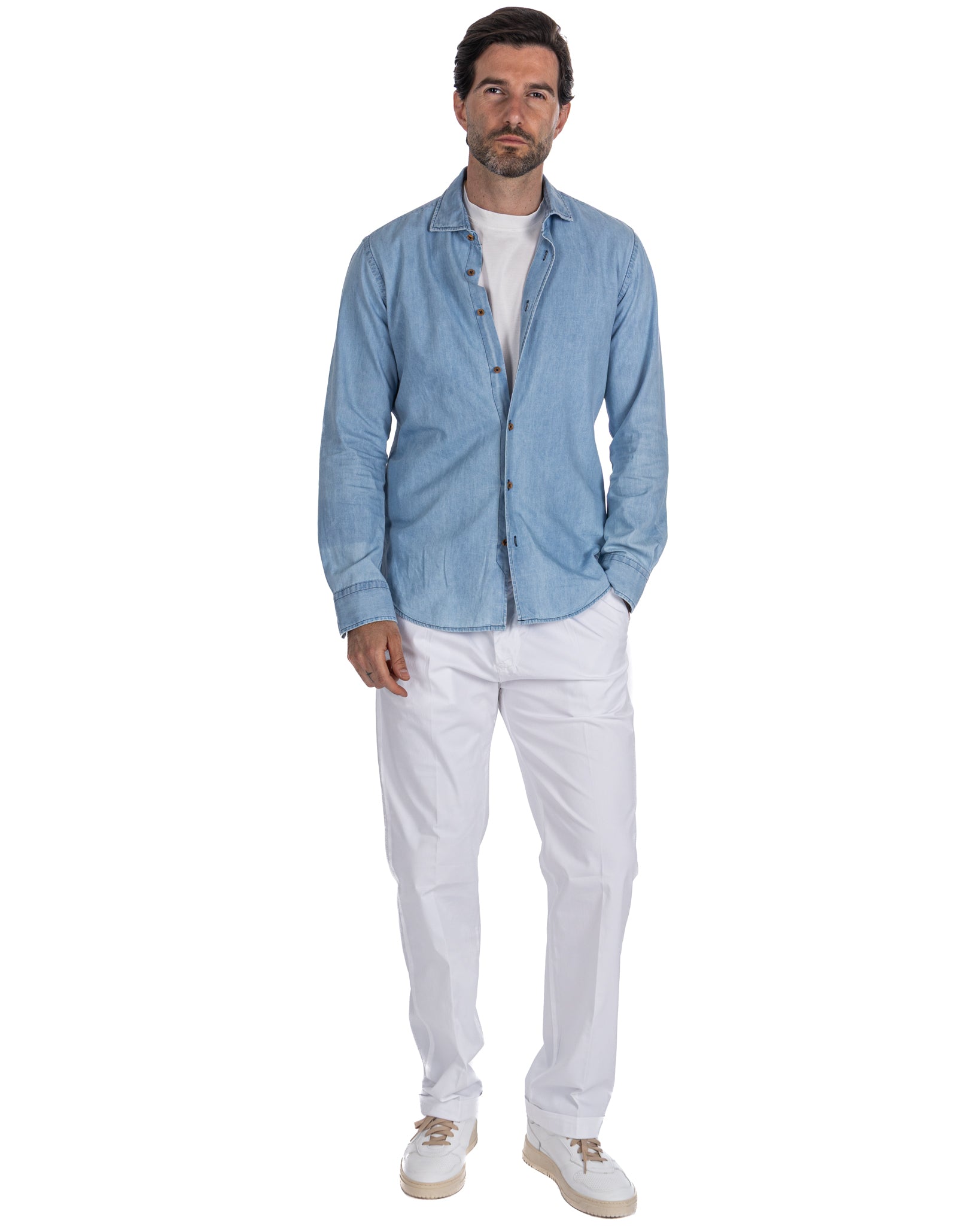 Seath - white wide cotton trousers