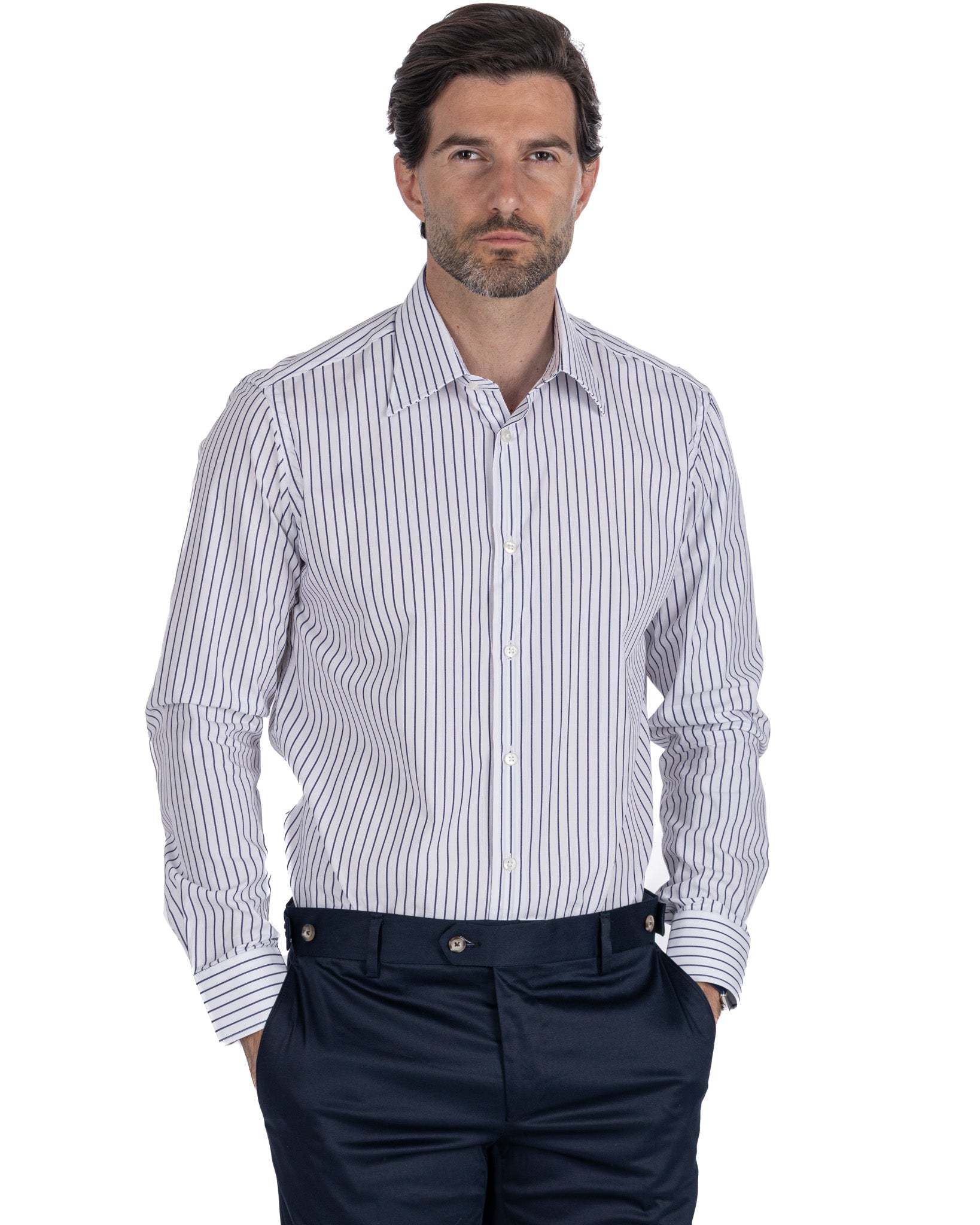Walther - blue striped cotton shirt