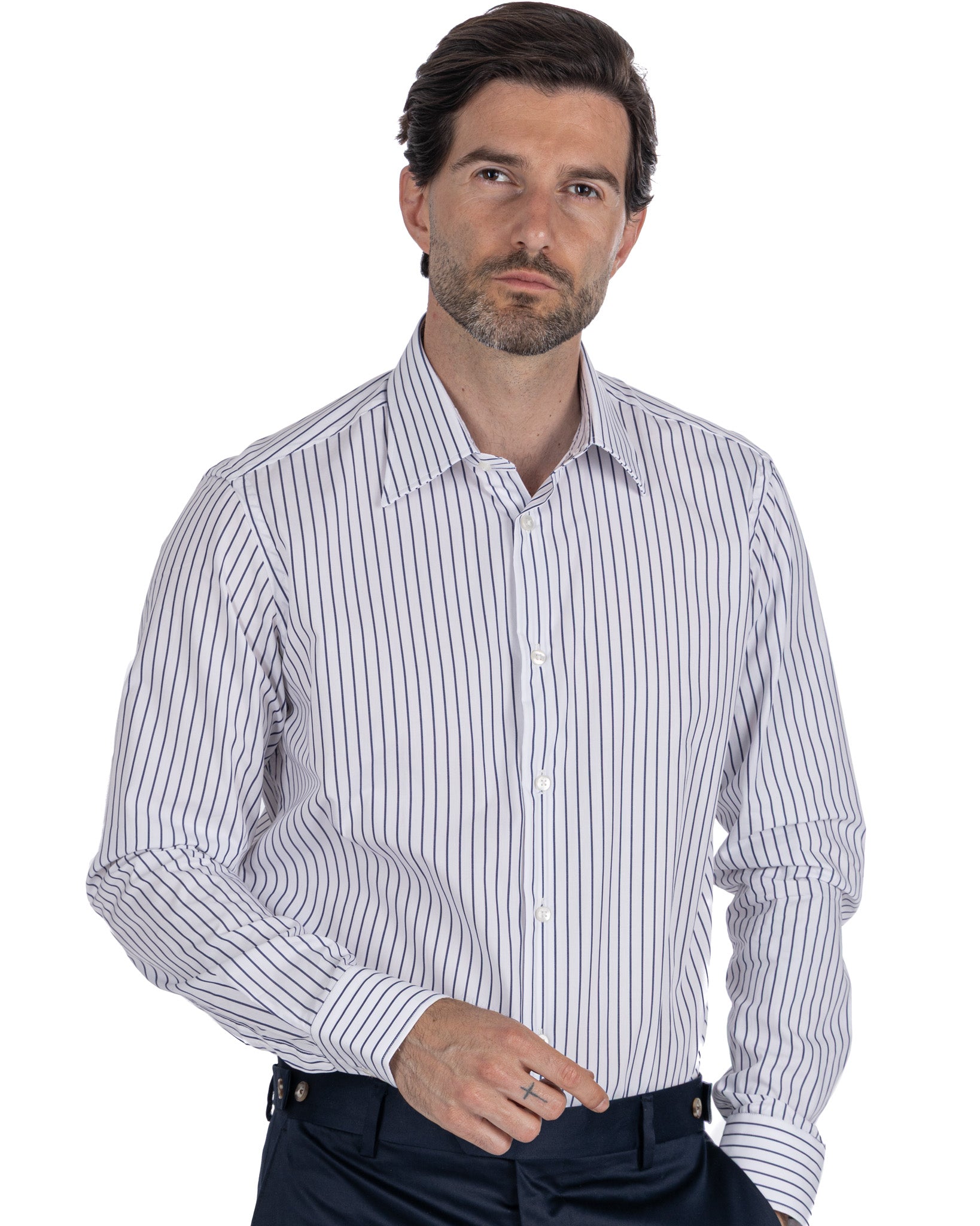Walther - blue striped cotton shirt