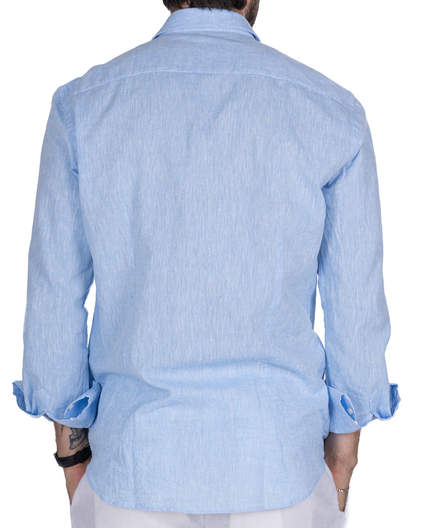 Rennes - chemise en lin mélangé bleu clair