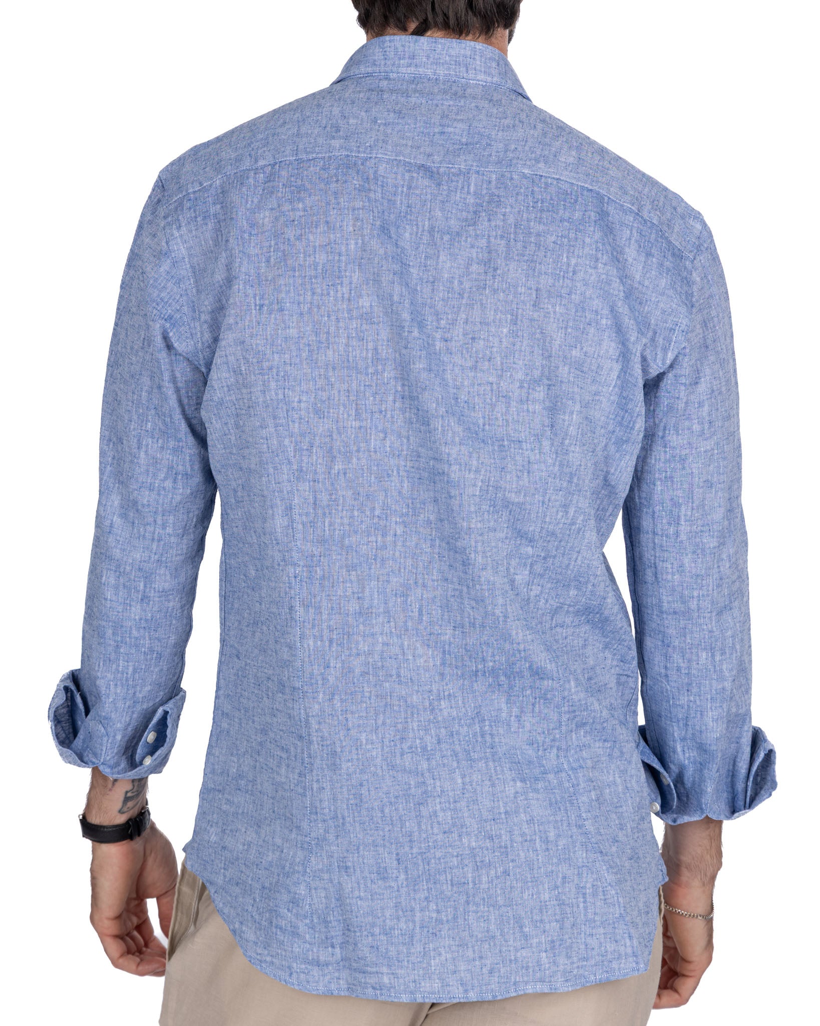 Rennes - blue melange linen blend shirt