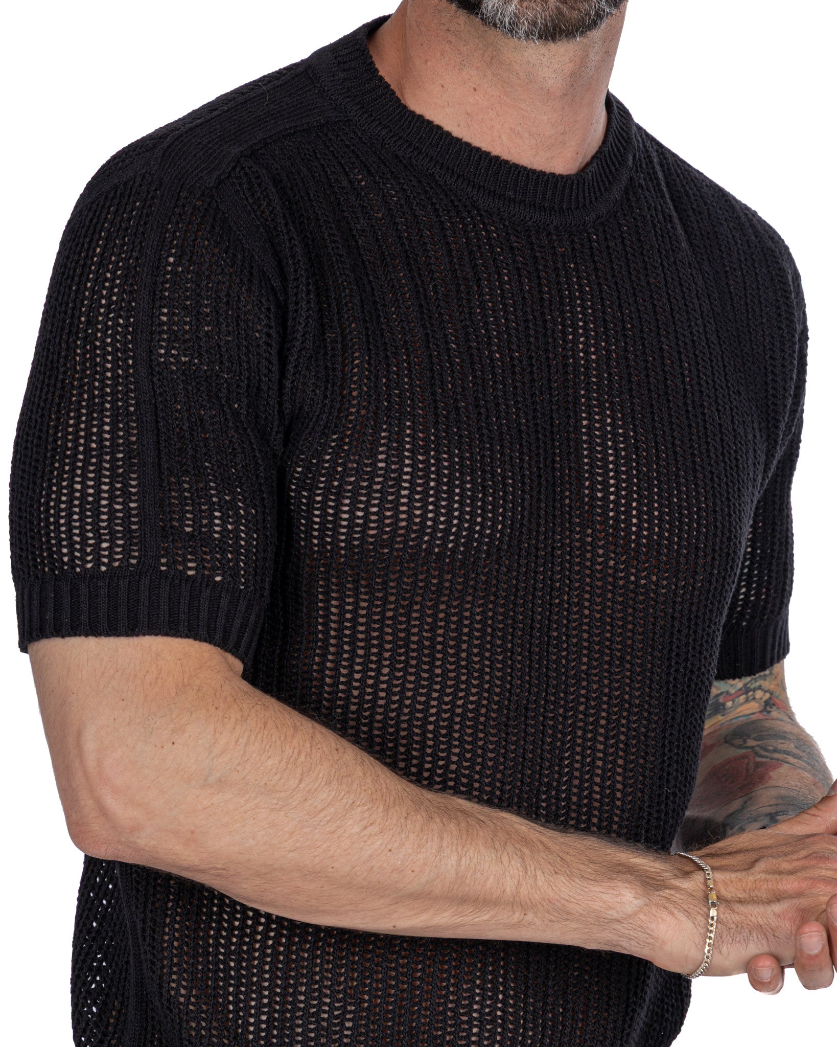 Grigor - t-shirt oversize traforata nera