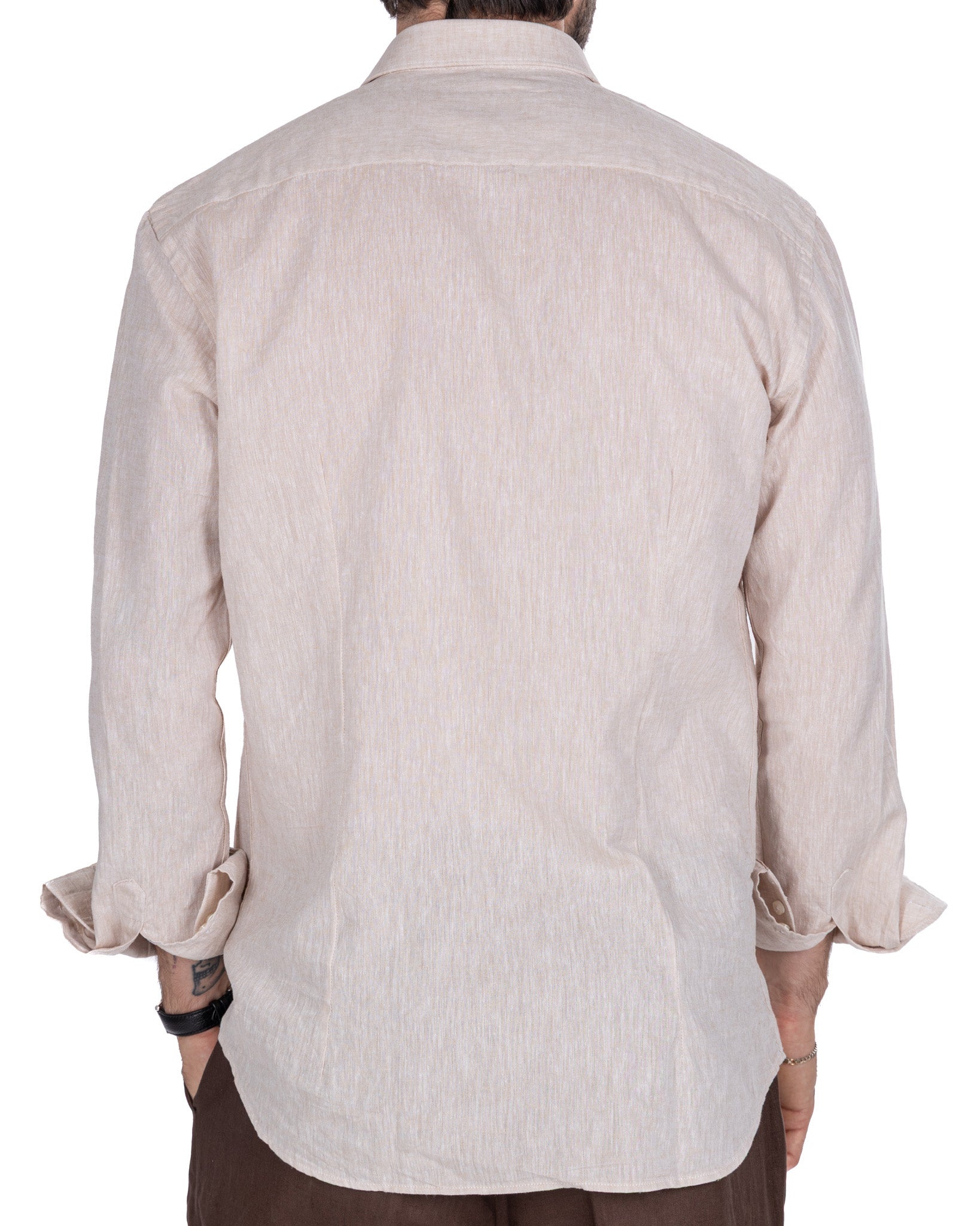 Rennes - camicia in misto lino melange beige