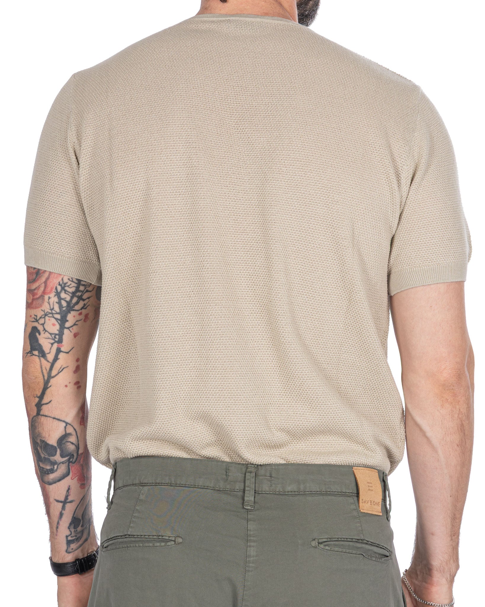 Luciano - beige honeycomb mesh t-shirt