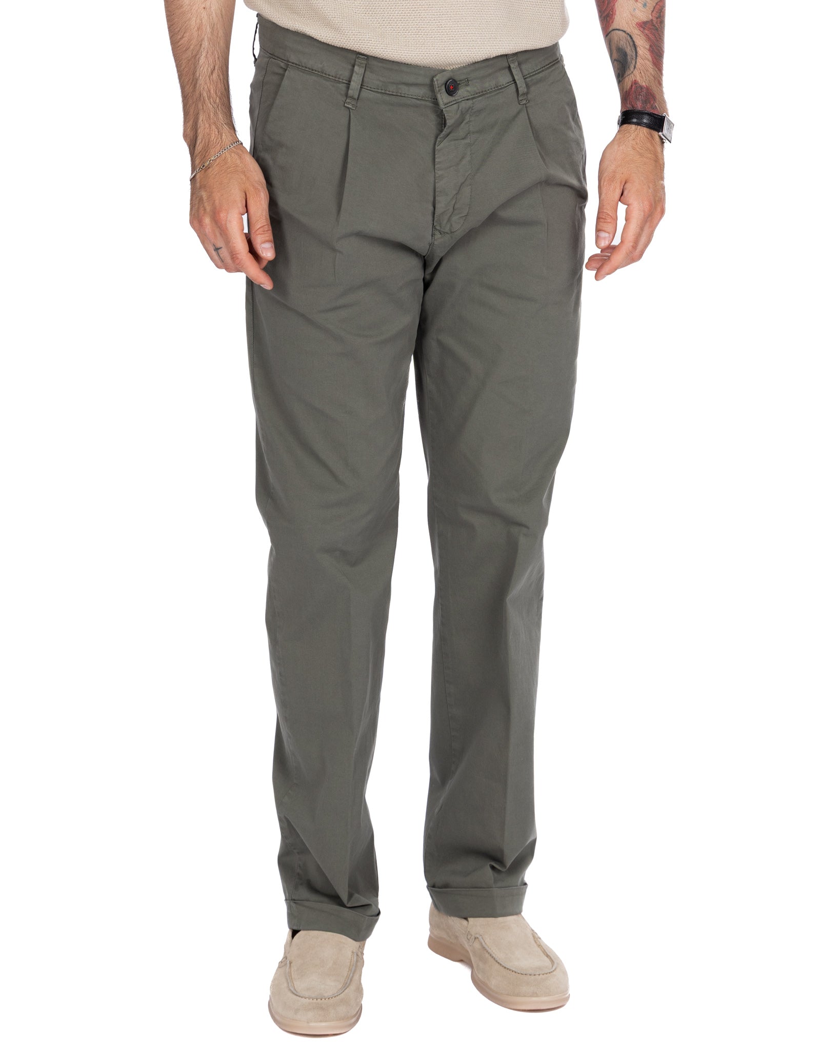 Seath - military wide cotton trousers