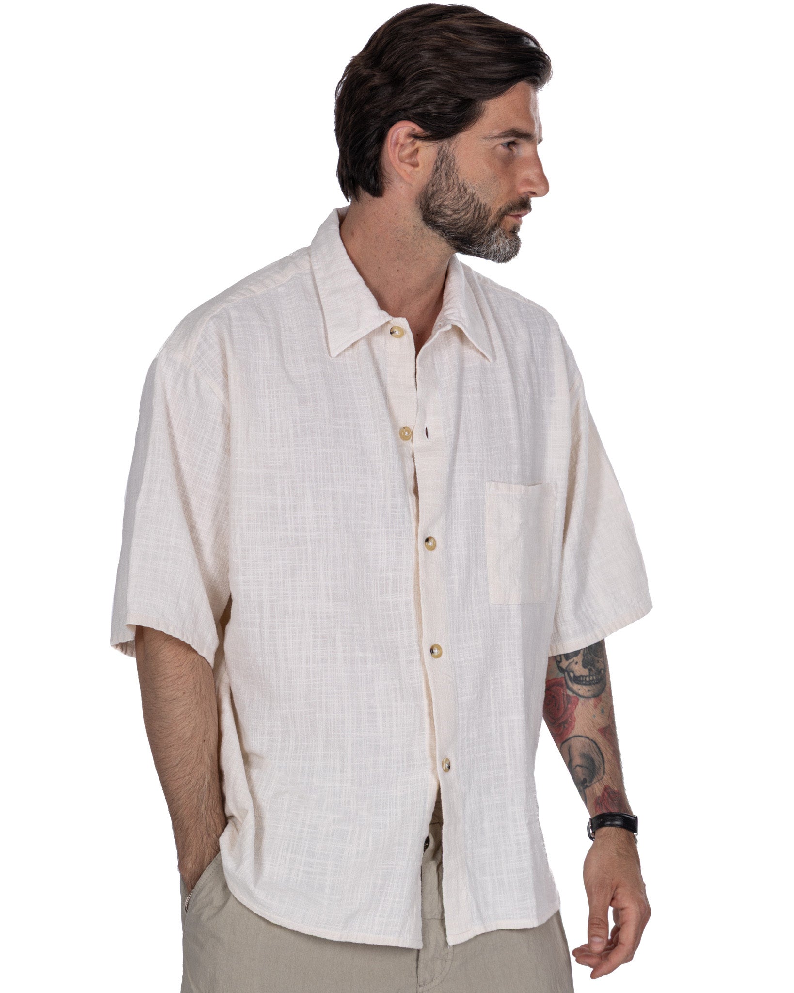 Madeira - camicia armaturata oversize panna