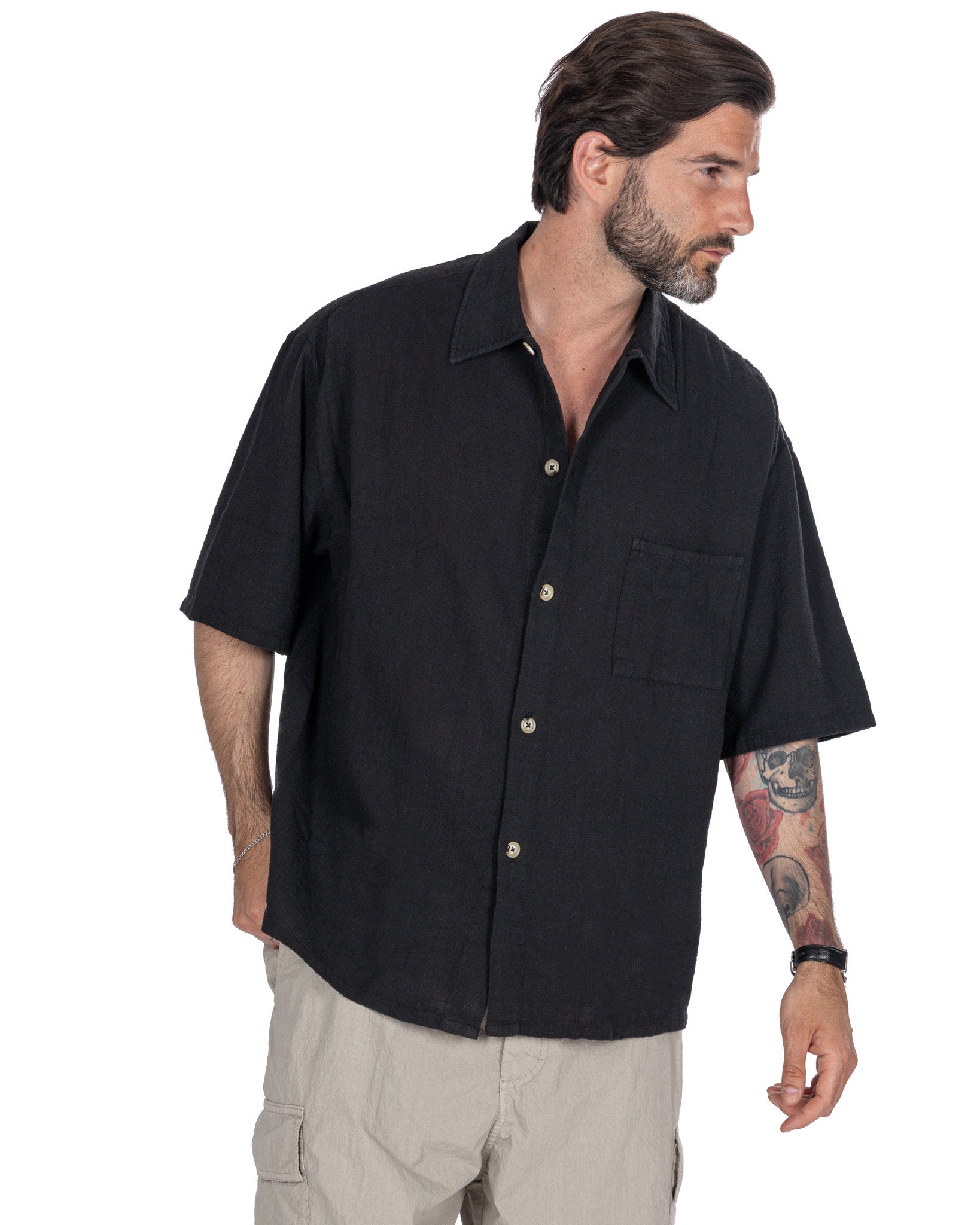 Madeira - chemise texturée oversize noire