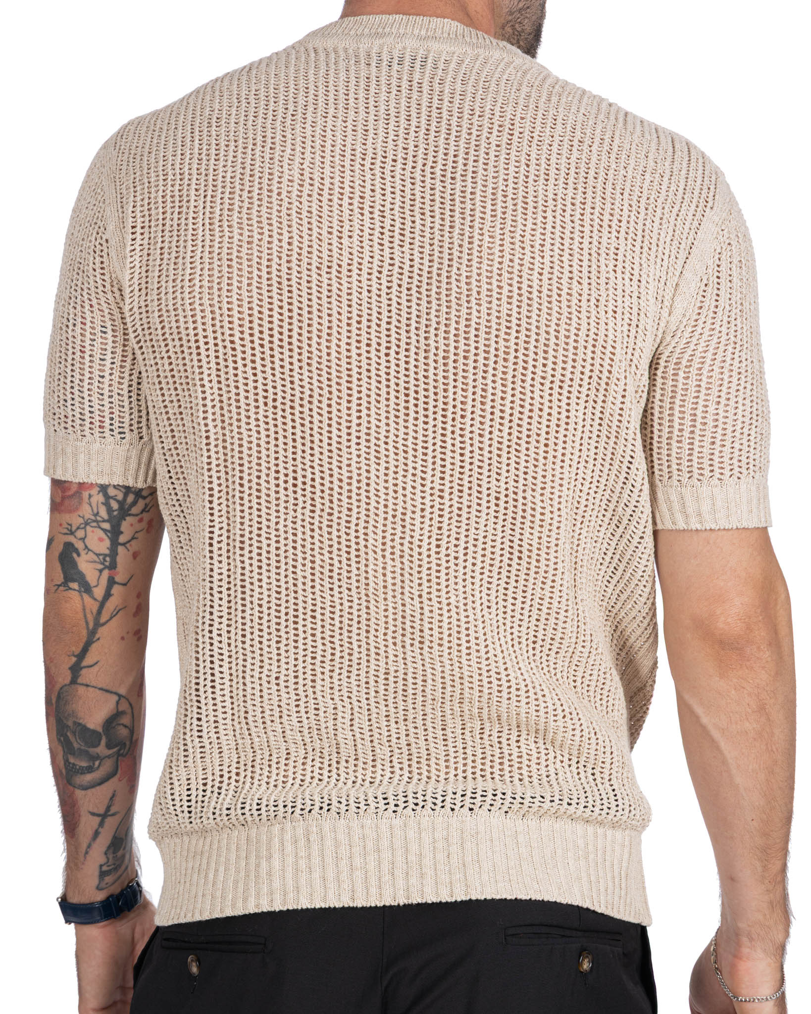 Grigor - t-shirt oversize perforé beige
