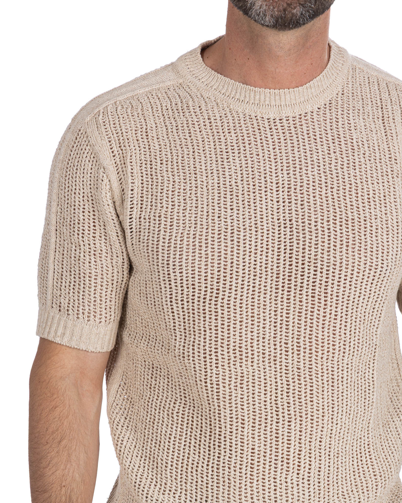 Grigor - t-shirt oversize perforé beige