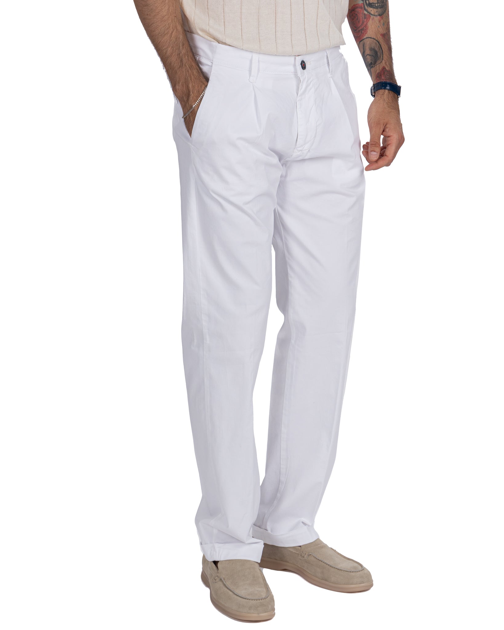 Seath - pantalone in cotone largo bianco