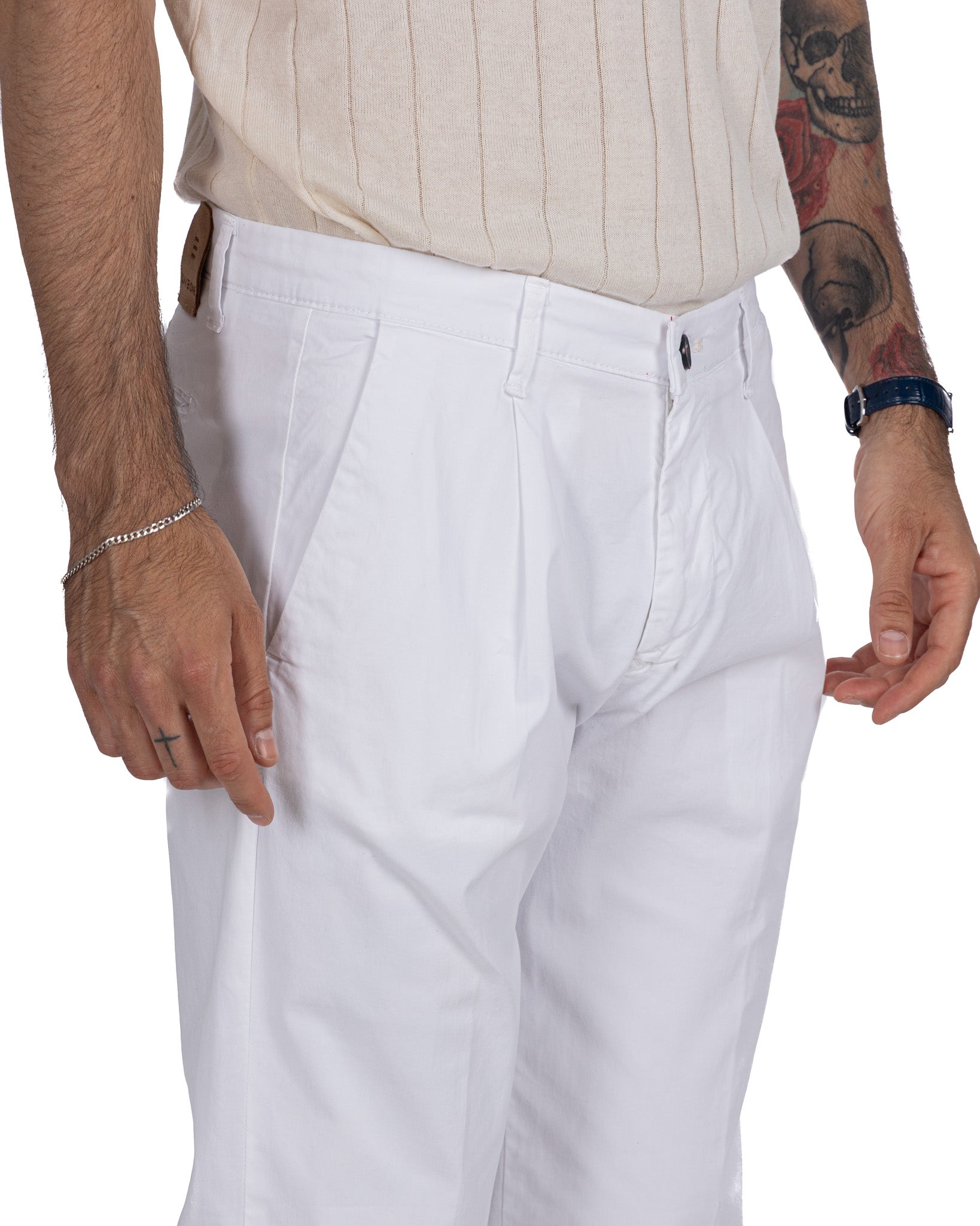 Seath - pantalone in cotone largo bianco