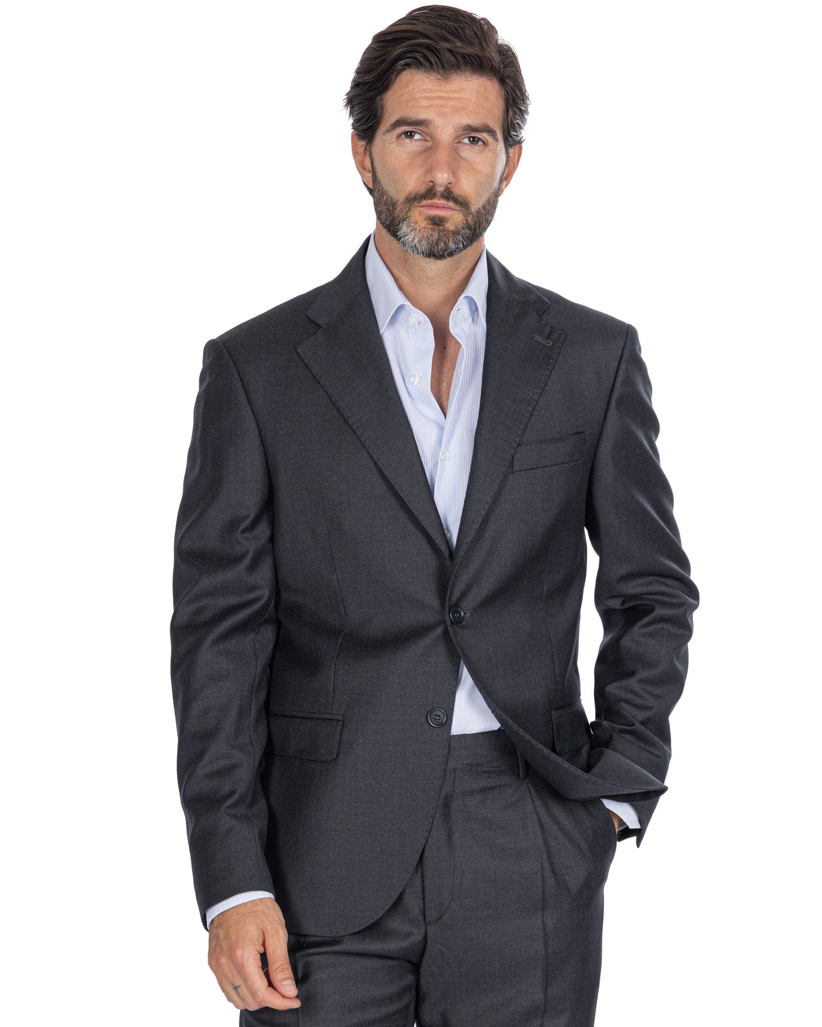 Perennial dress in Barberis Canonico wool in anthracite