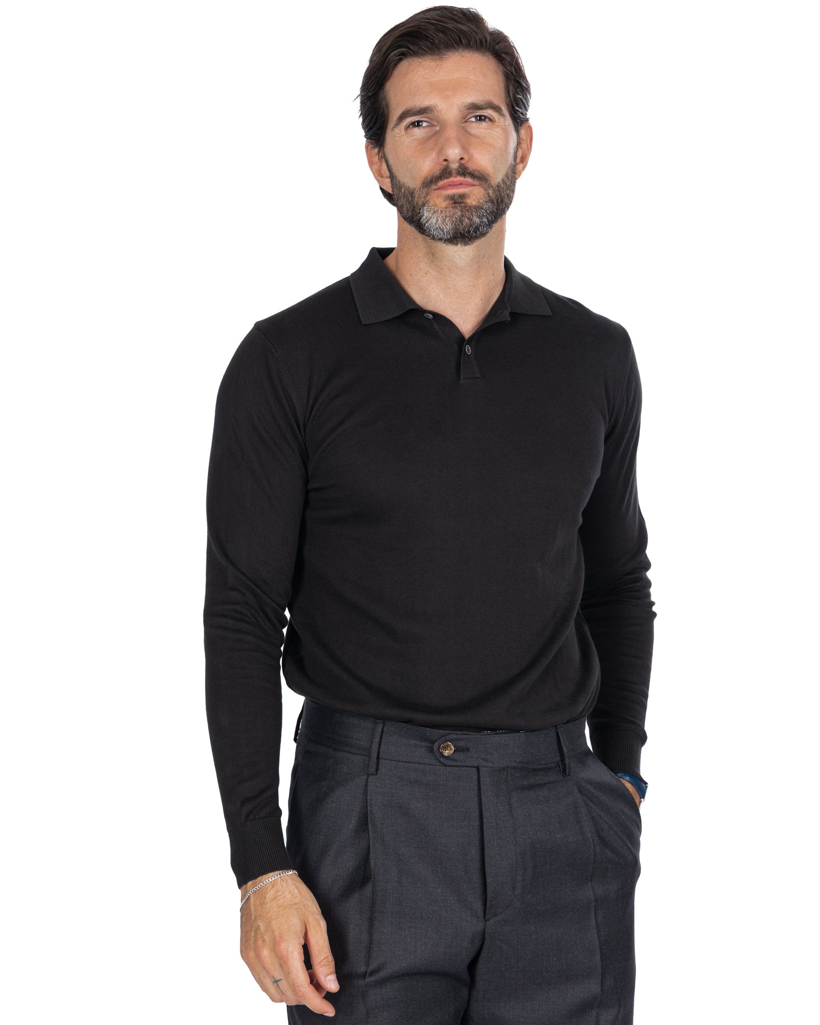 Polo en coton noir Andrey