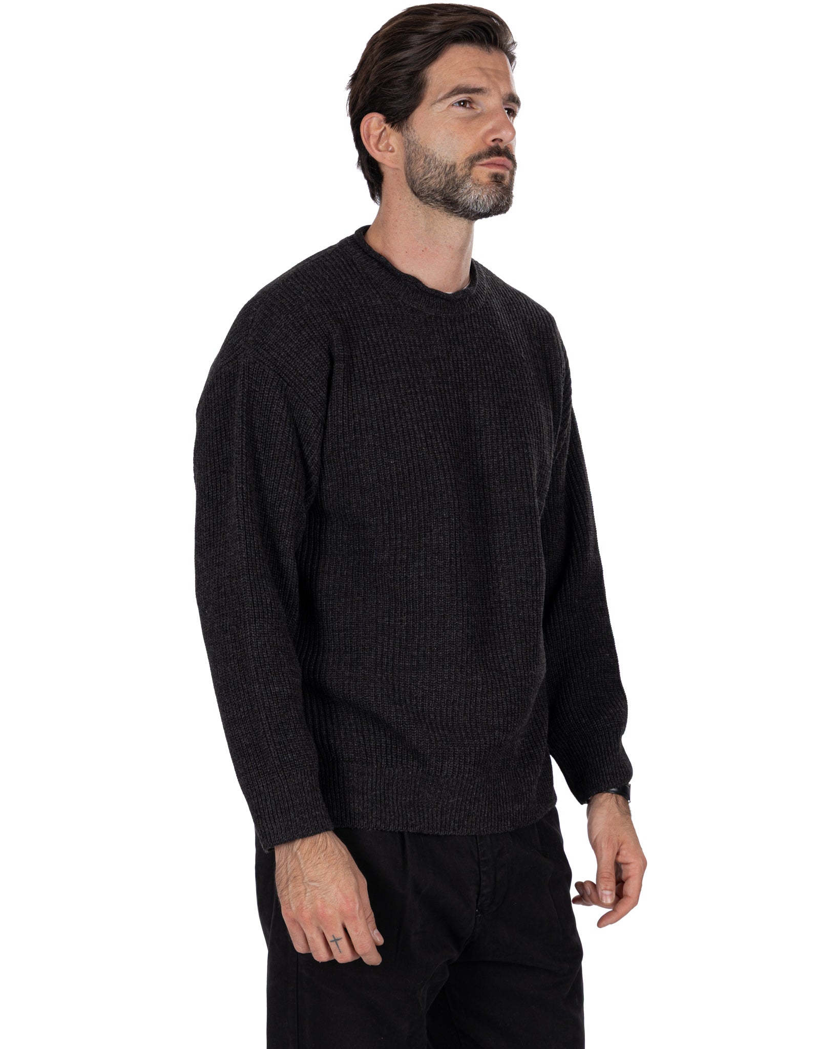 Sven Ribbed Crewneck Black