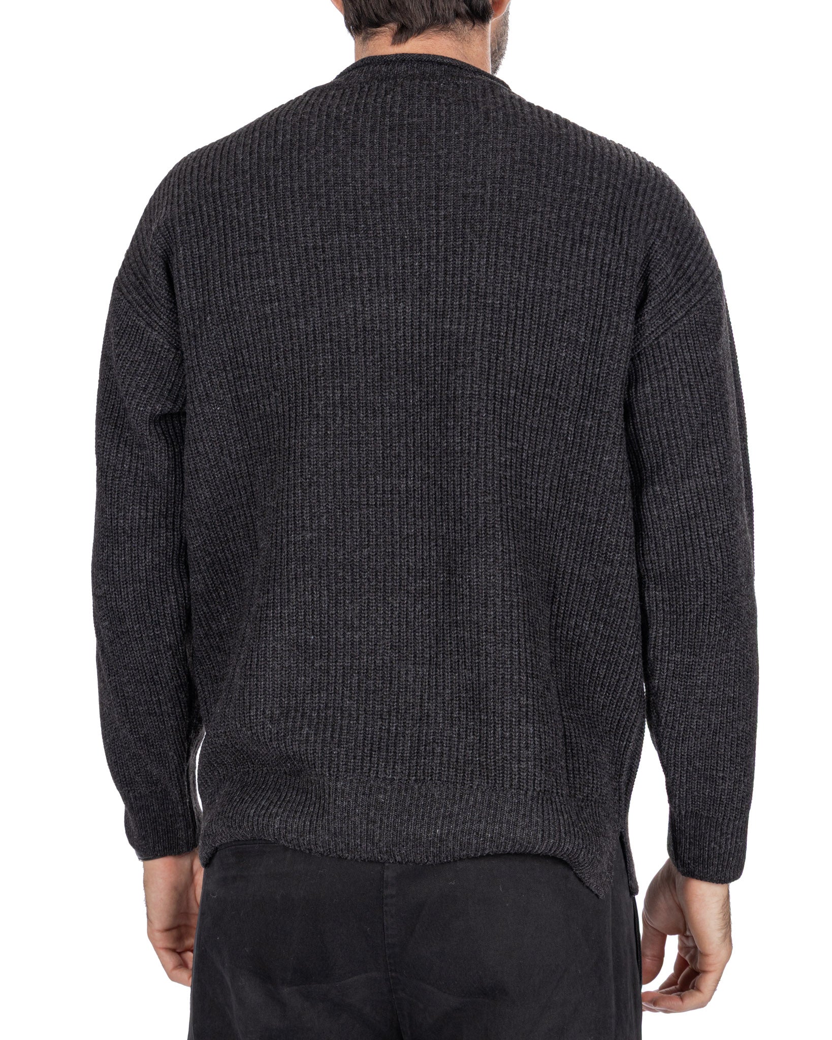 Sven anthracite ribbed crewneck