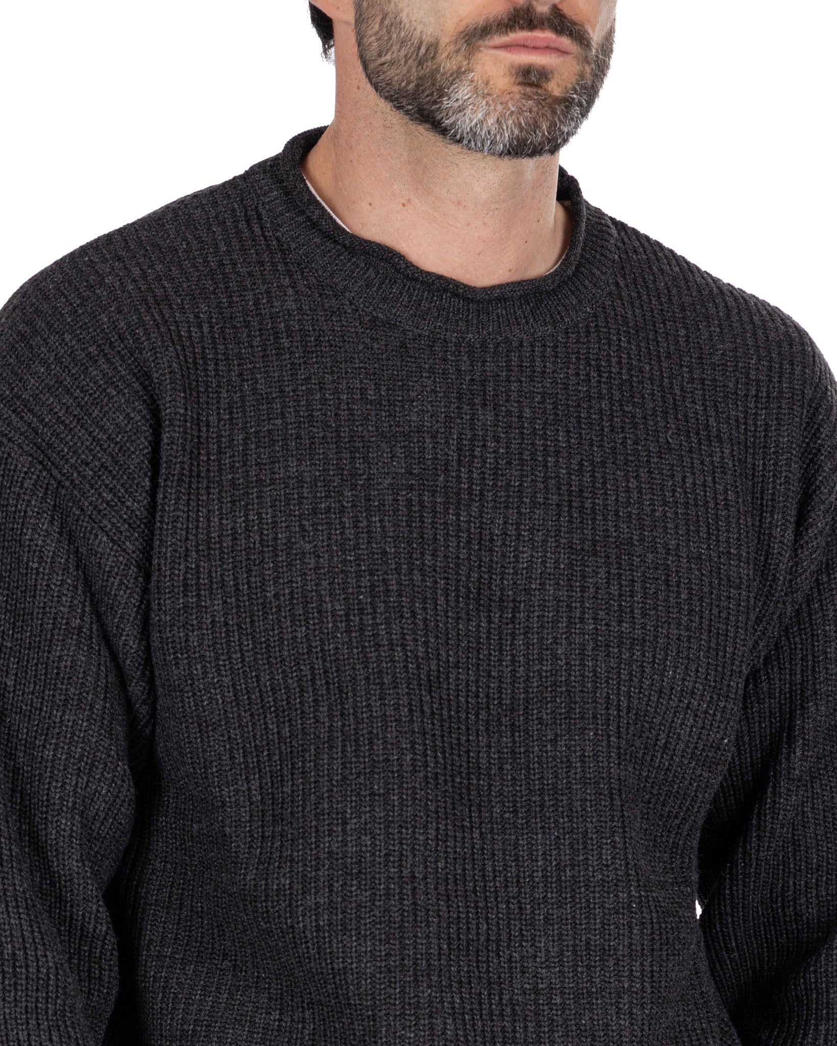Sven anthracite ribbed crewneck