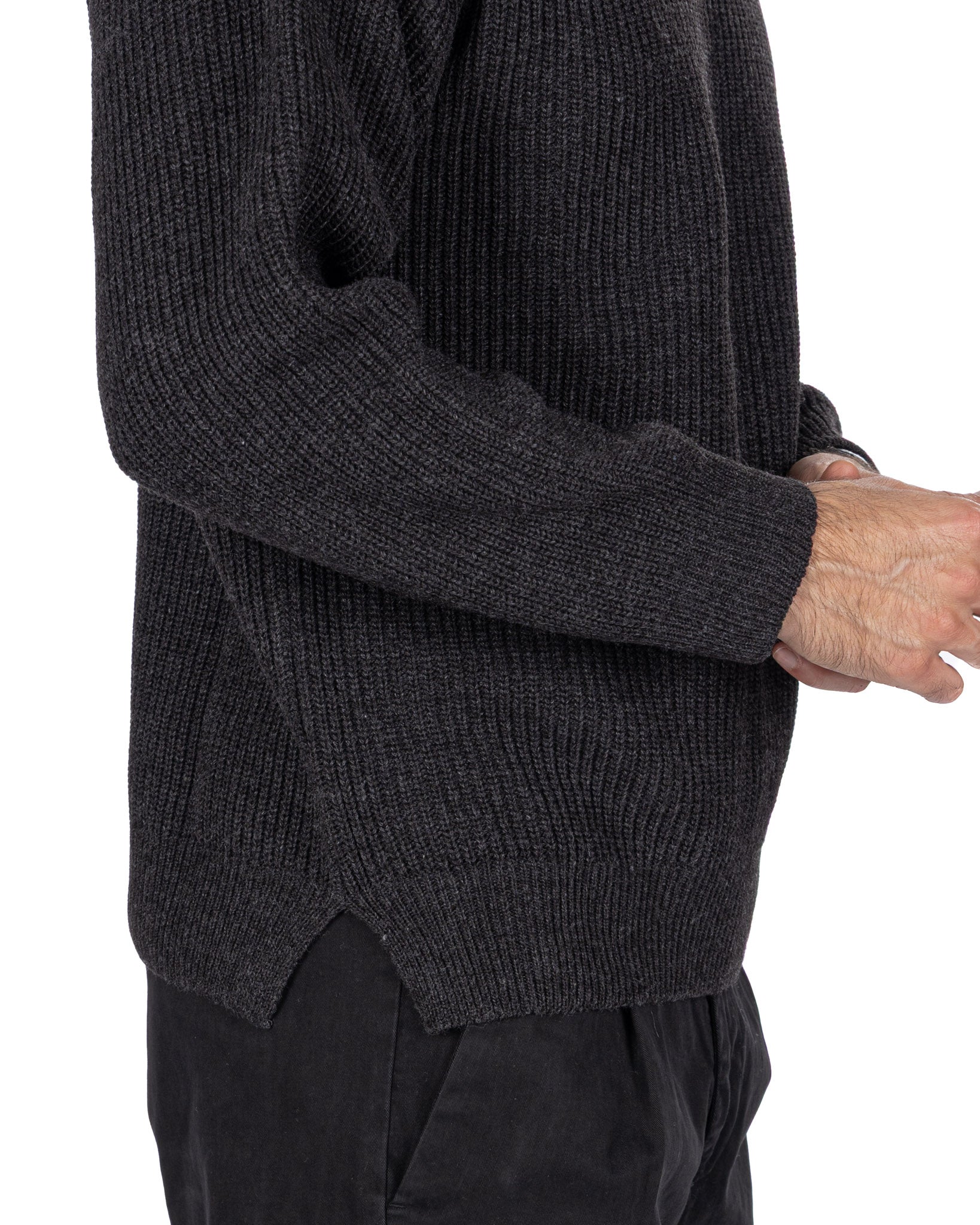 Sven anthracite ribbed crewneck