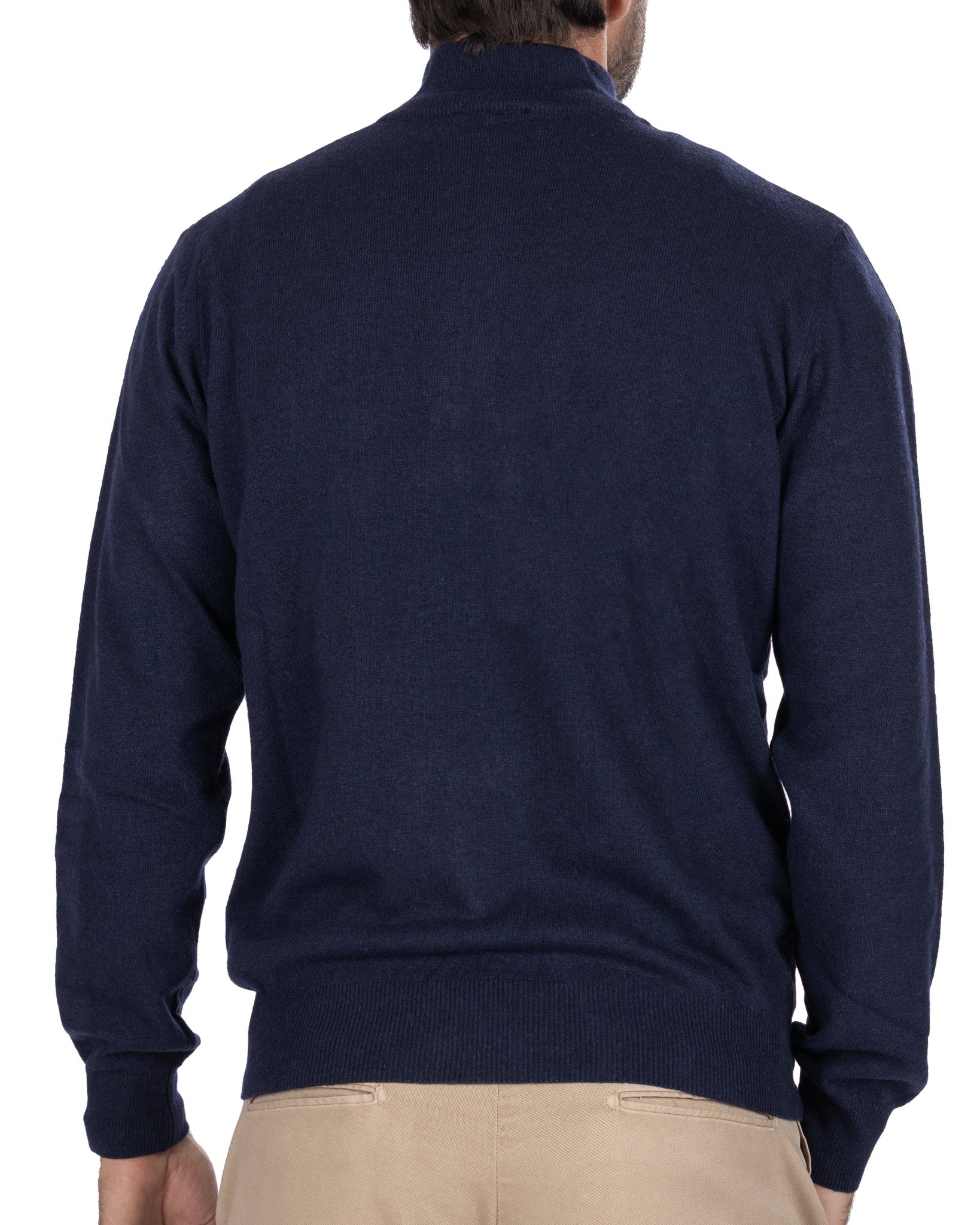 Lupetto con zip Rory in misto cachemire blu