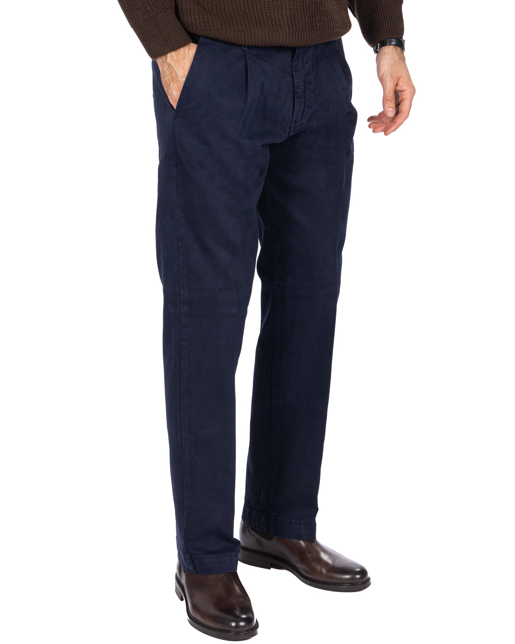 Pantalon en coton bleu Sean
