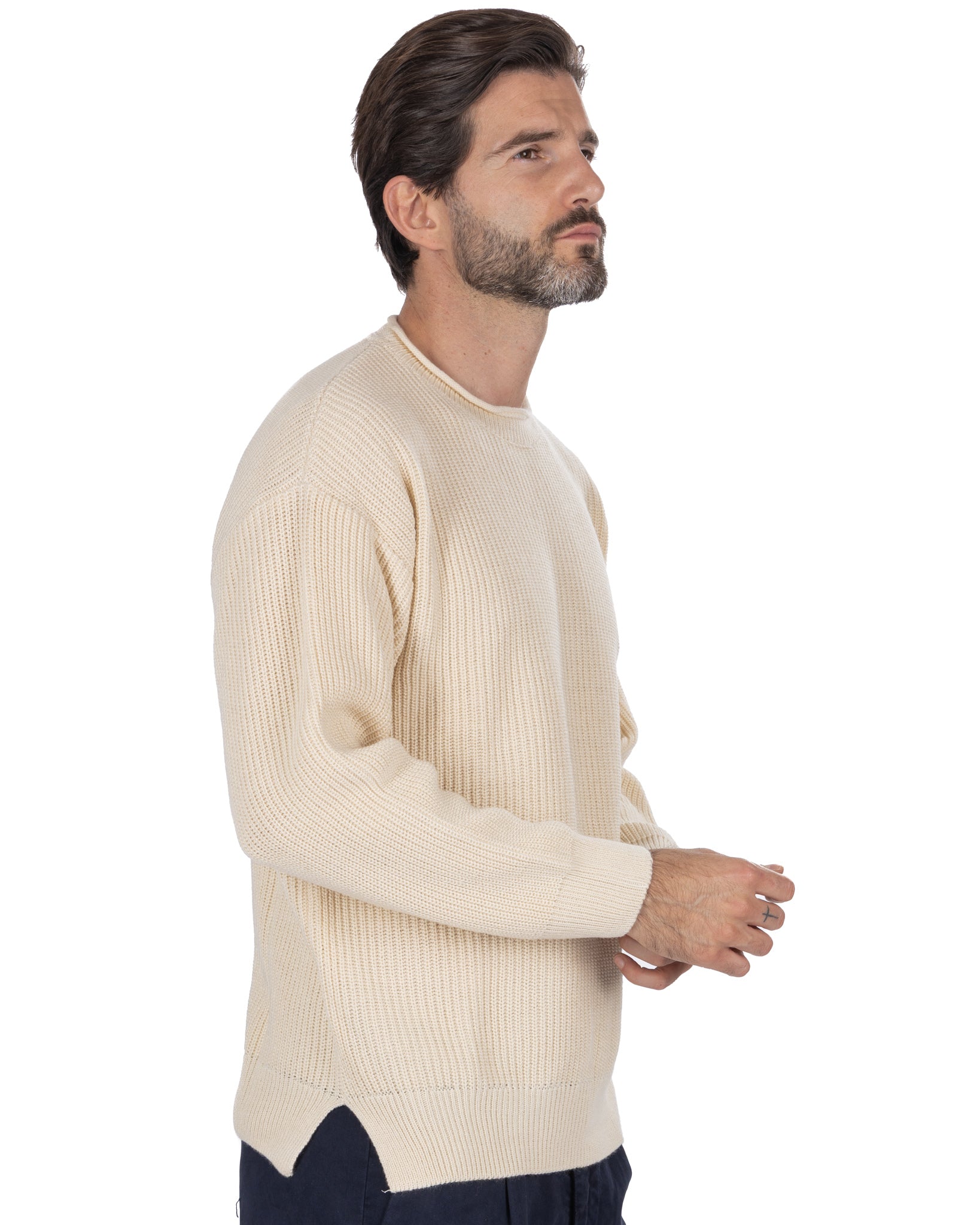 Sven beige ribbed crewneck