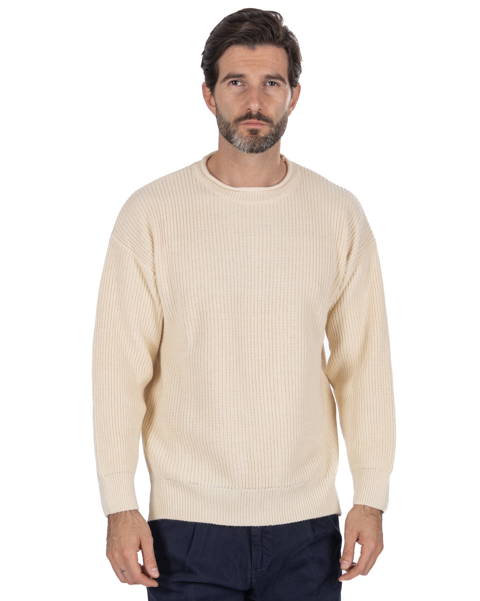 Sven beige ribbed crewneck