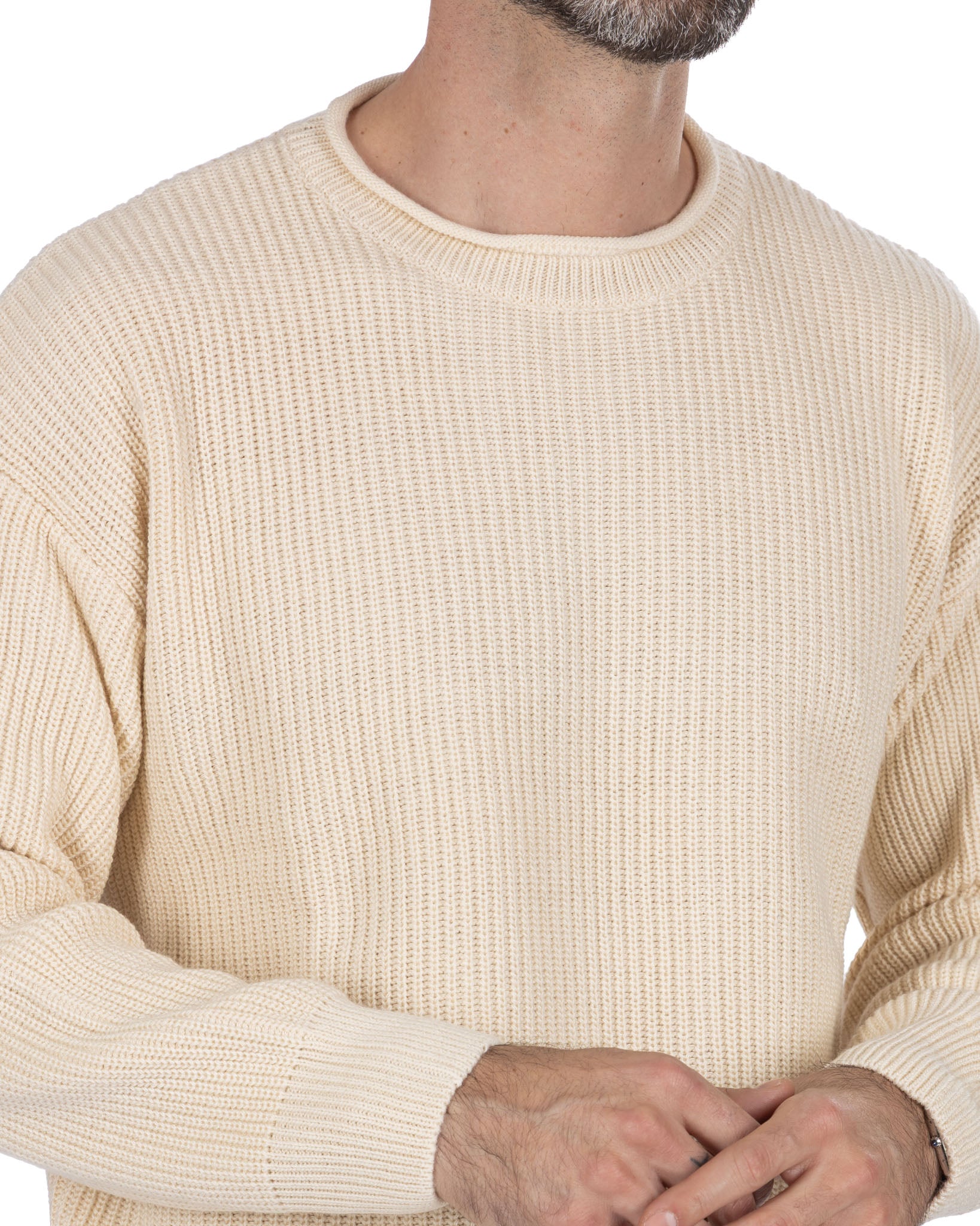 Sven beige ribbed crewneck