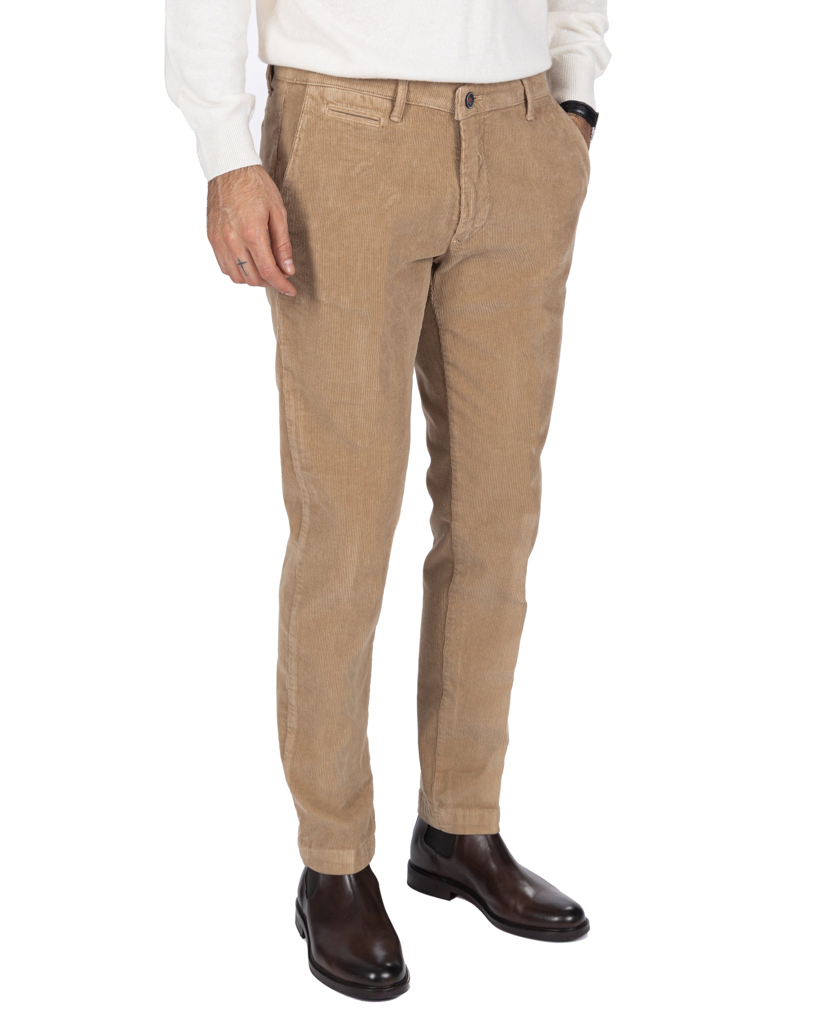 Pantalon Harlan en velours tabac