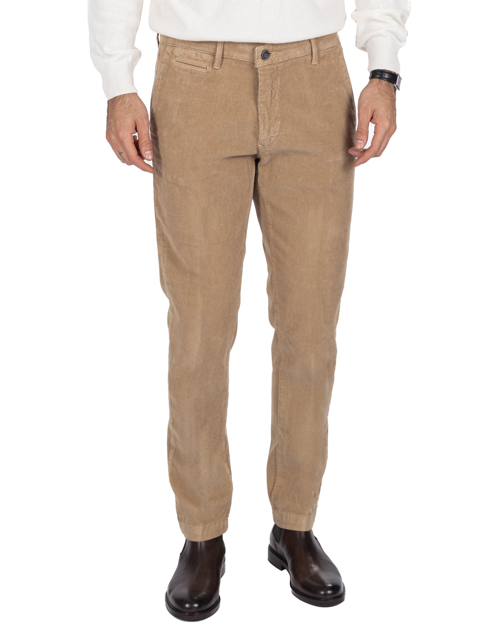 Pantalon Harlan en velours tabac