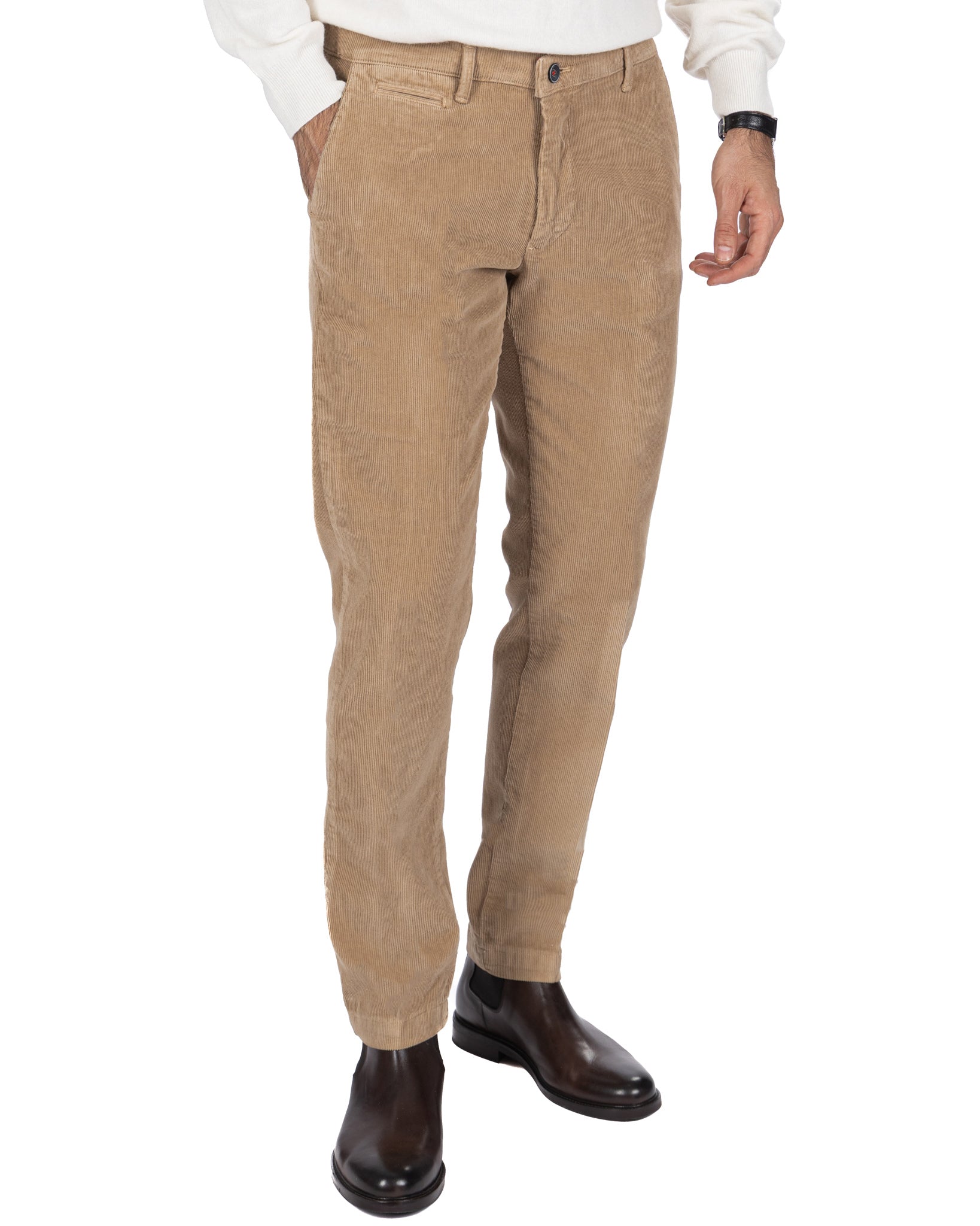 Pantalon Harlan en velours tabac