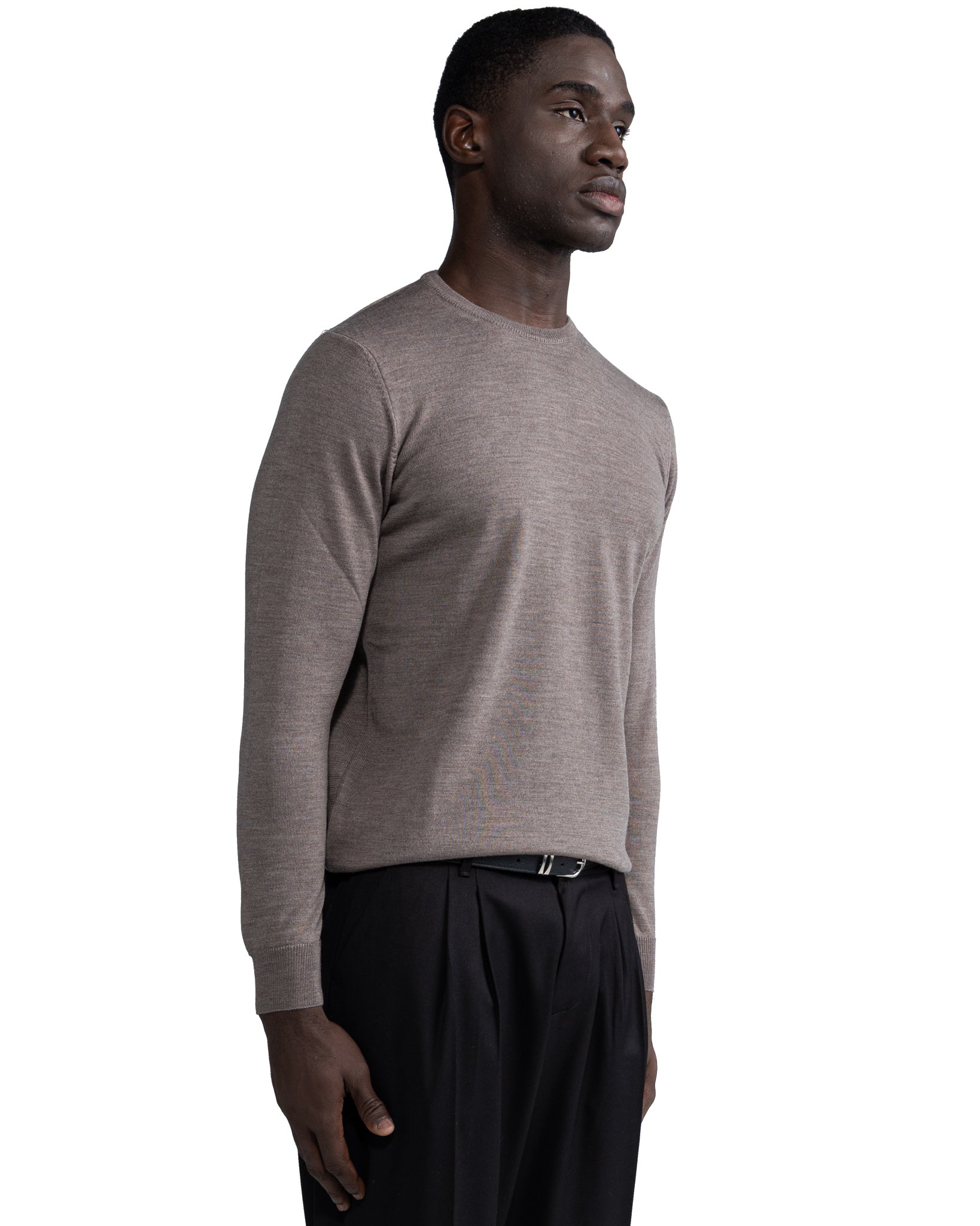 Furore crewneck in merino wool Tollegno beige