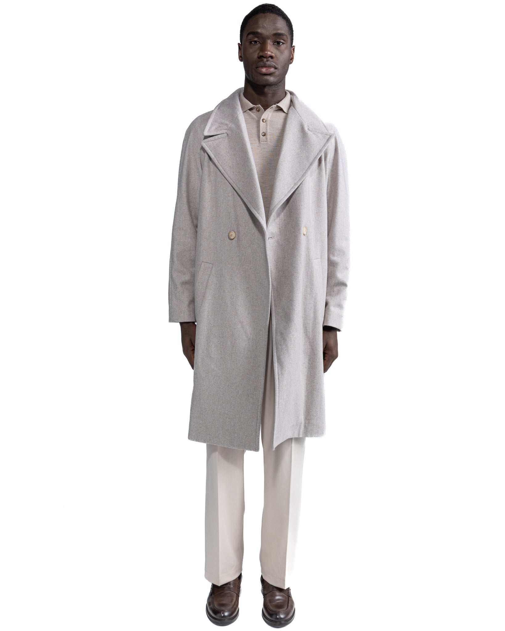 Cappotto lungo Freud in flanella grigio