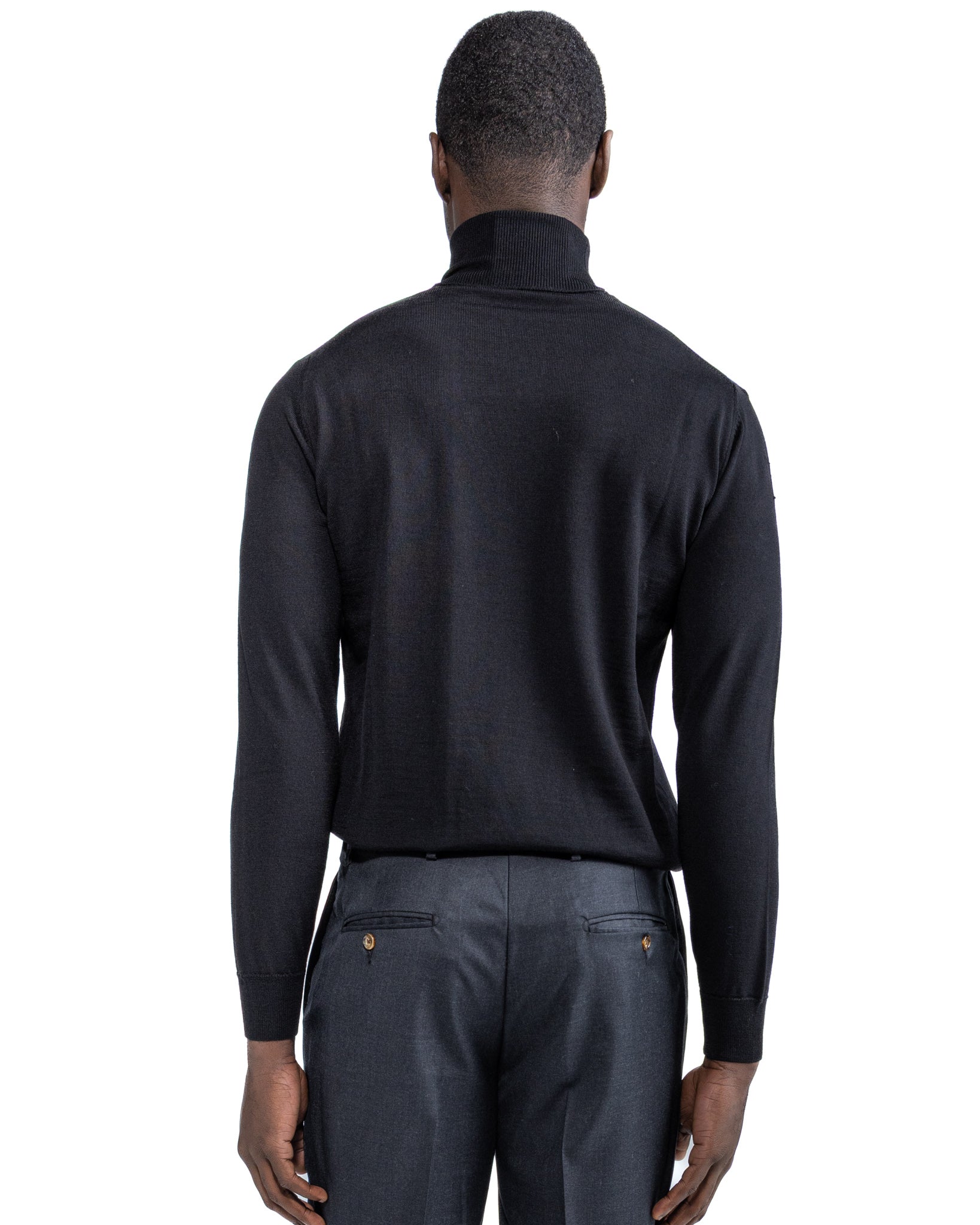 Vietri Turtleneck in Black Tollegno Wool