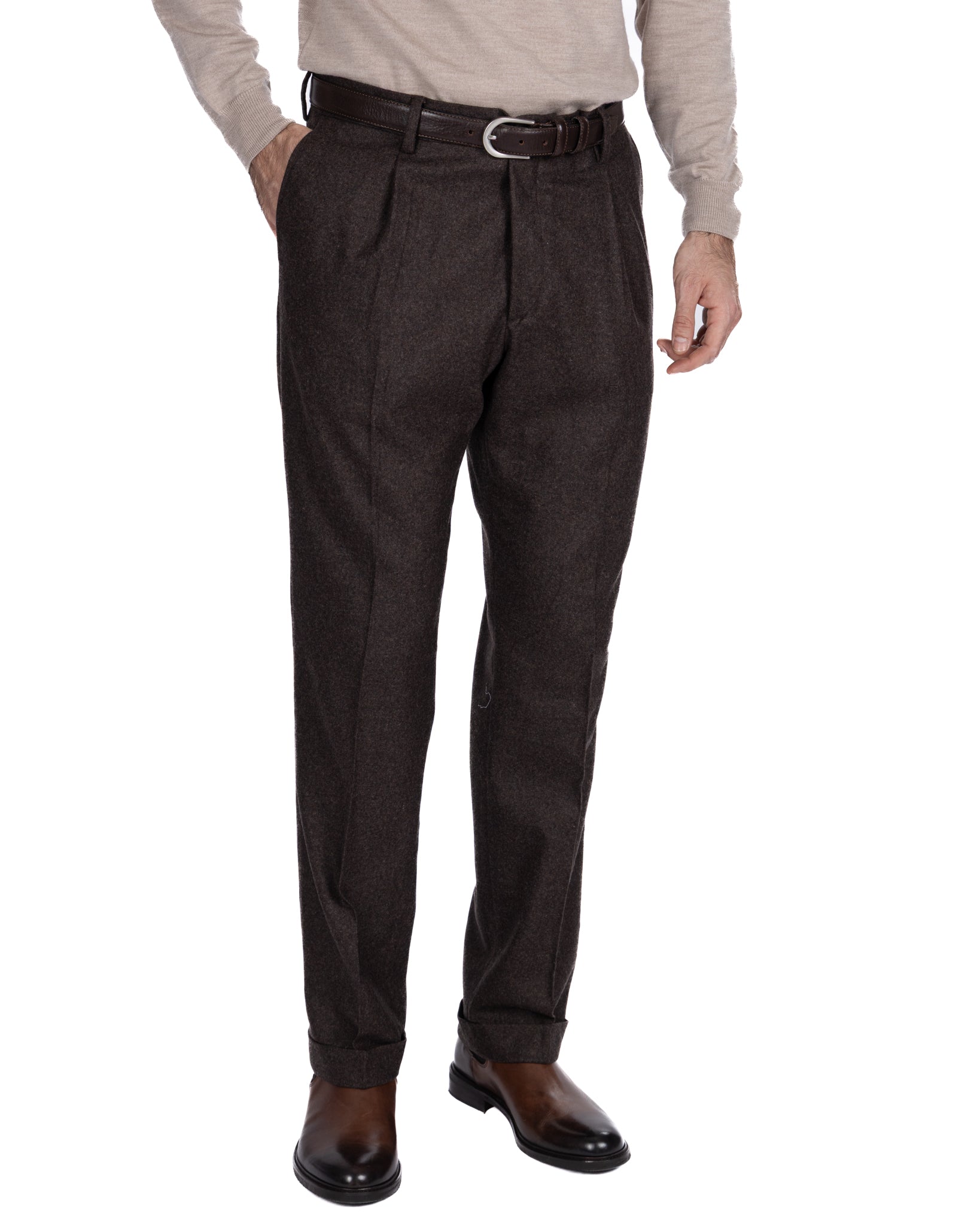 Nikon dark brown flannel trousers