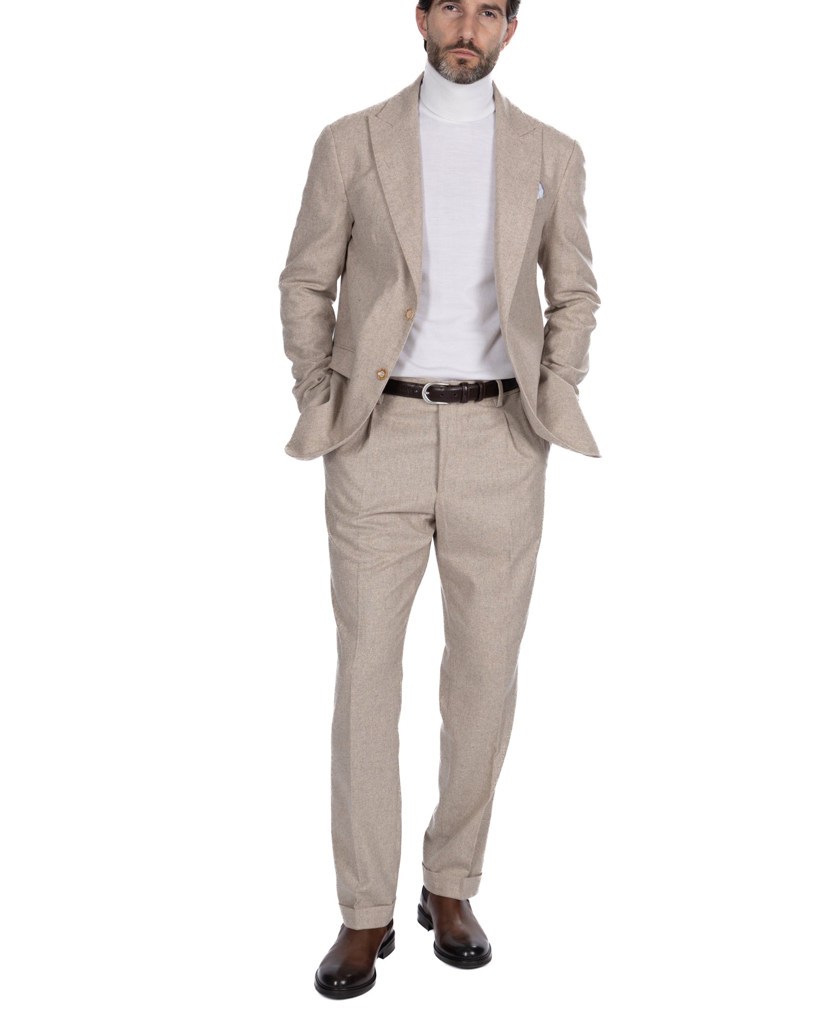 Olympus beige flannel dress