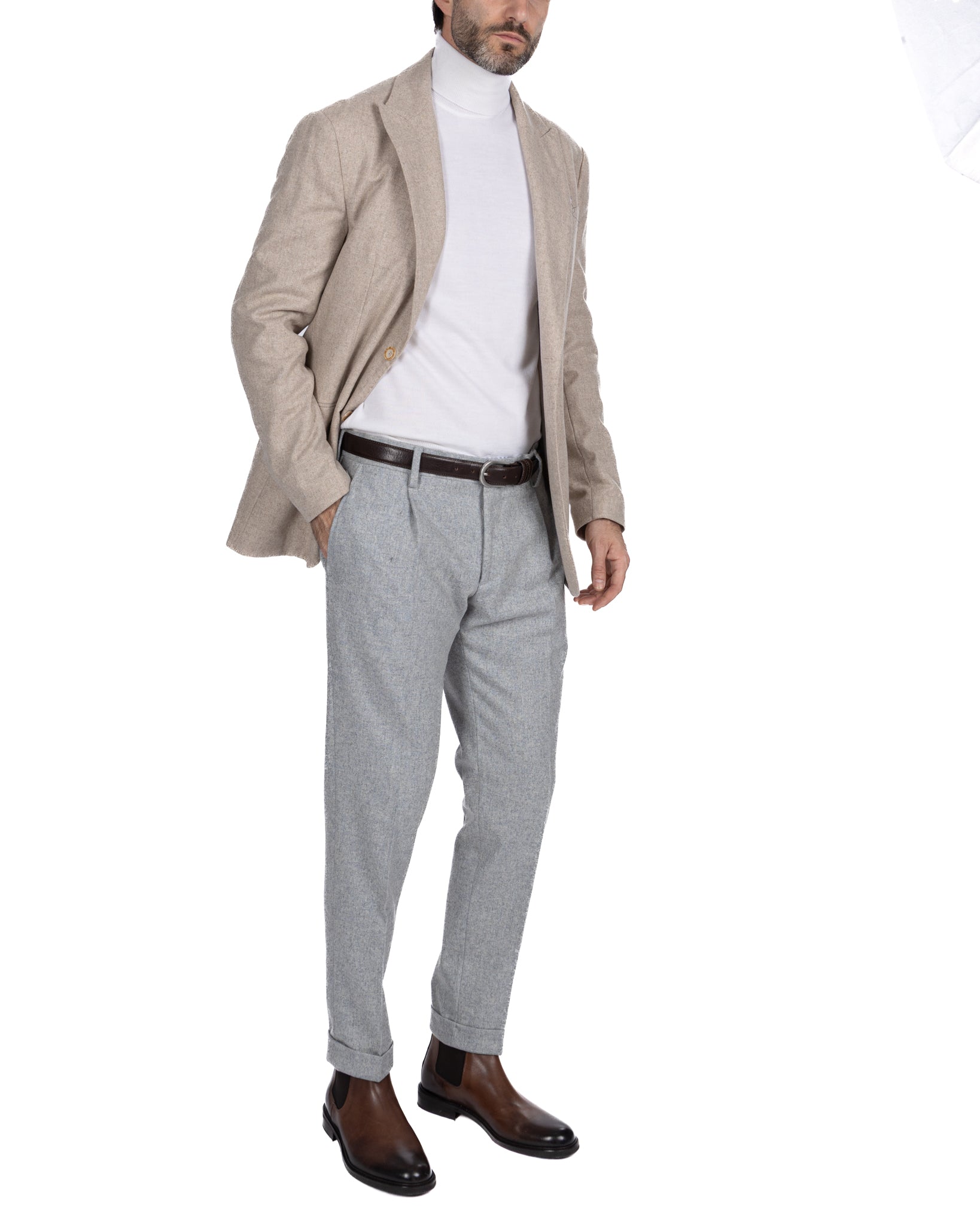 Pantalone con fascia Leica in flanella grigio