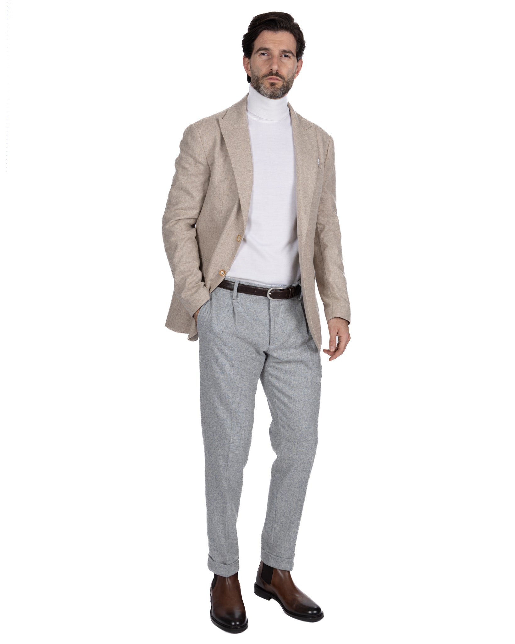 Pantalone con fascia Leica in flanella grigio