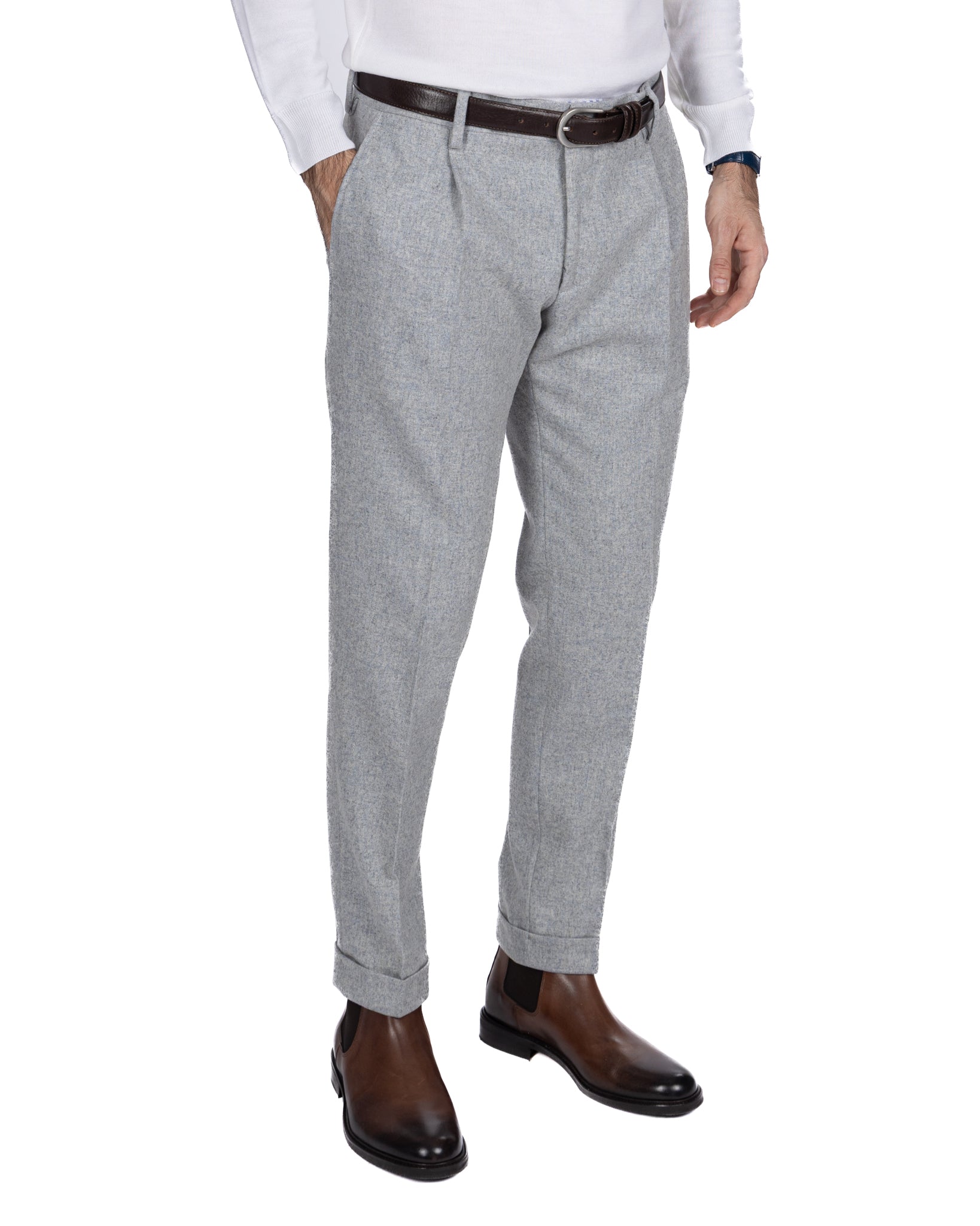 Pantalone con fascia Leica in flanella grigio