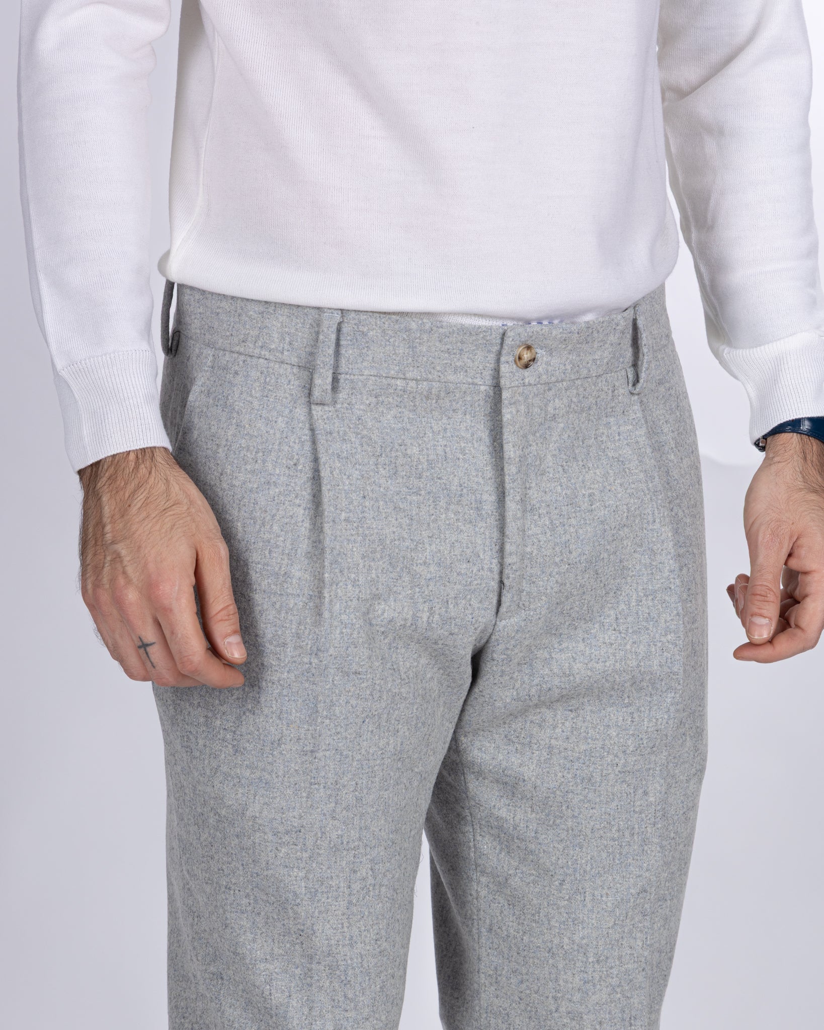 Pantalone con fascia Leica in flanella grigio