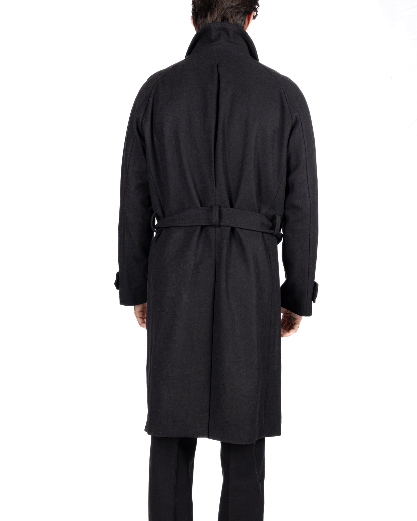 Dimitri long coat in black flannel