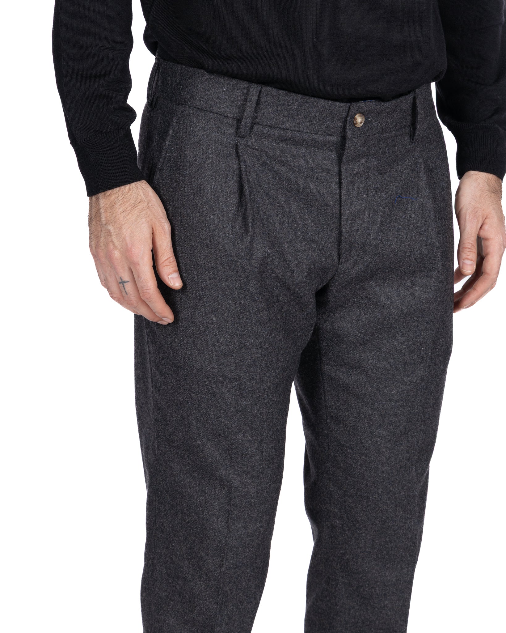 Pantalone con fascia Leica in flanella antracite
