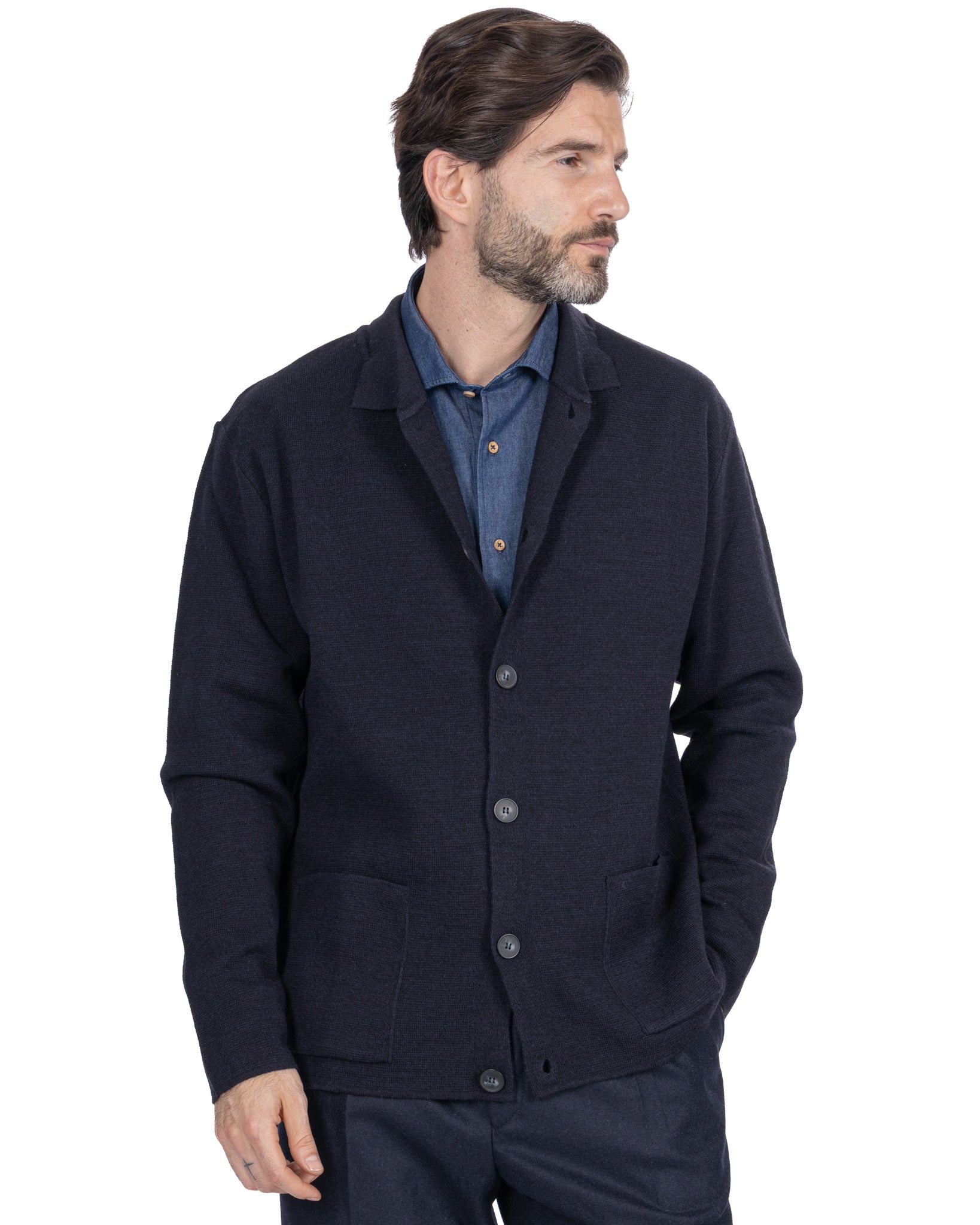 Krakatoa Knitted Jacket Blue