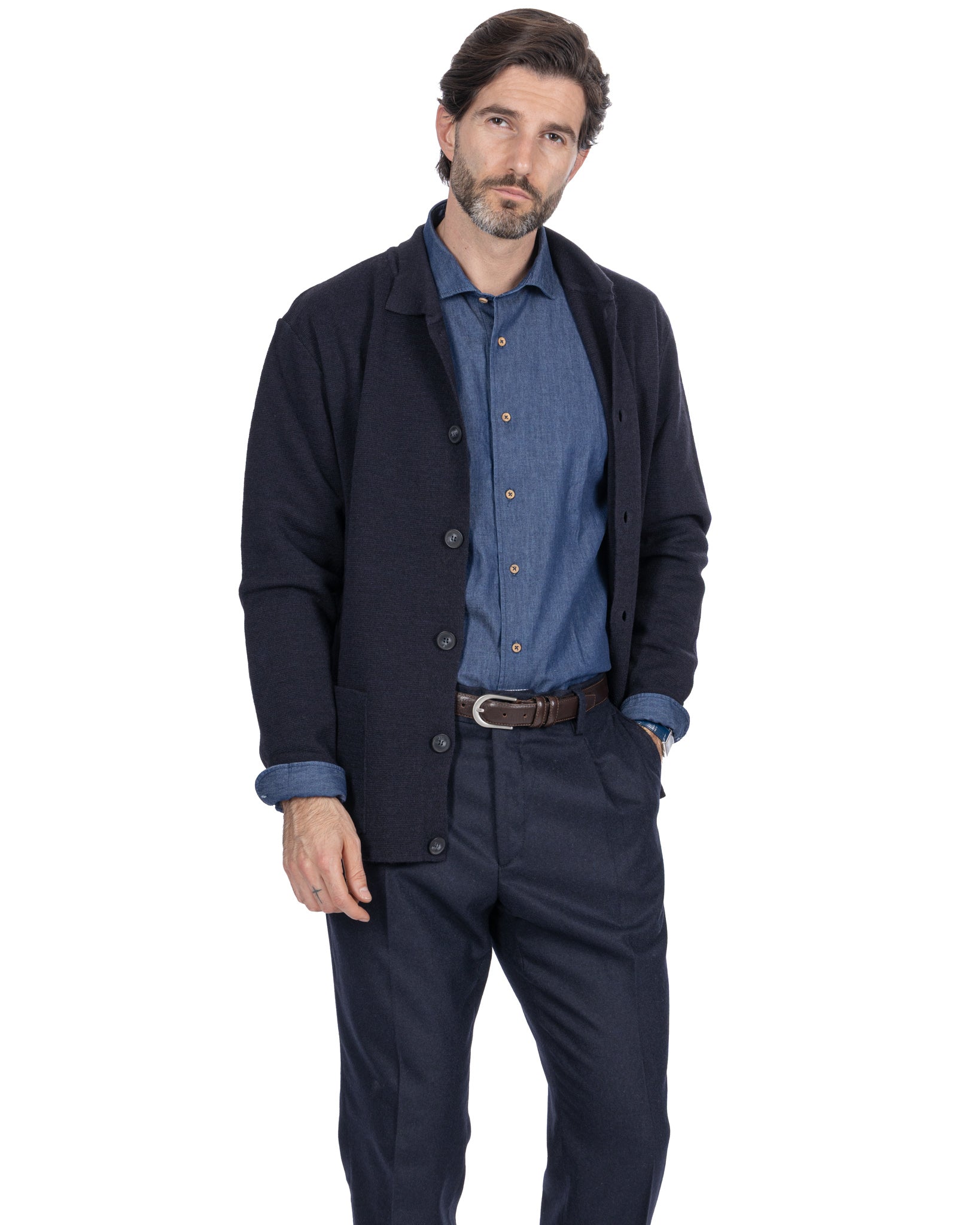 Krakatoa Knitted Jacket Blue