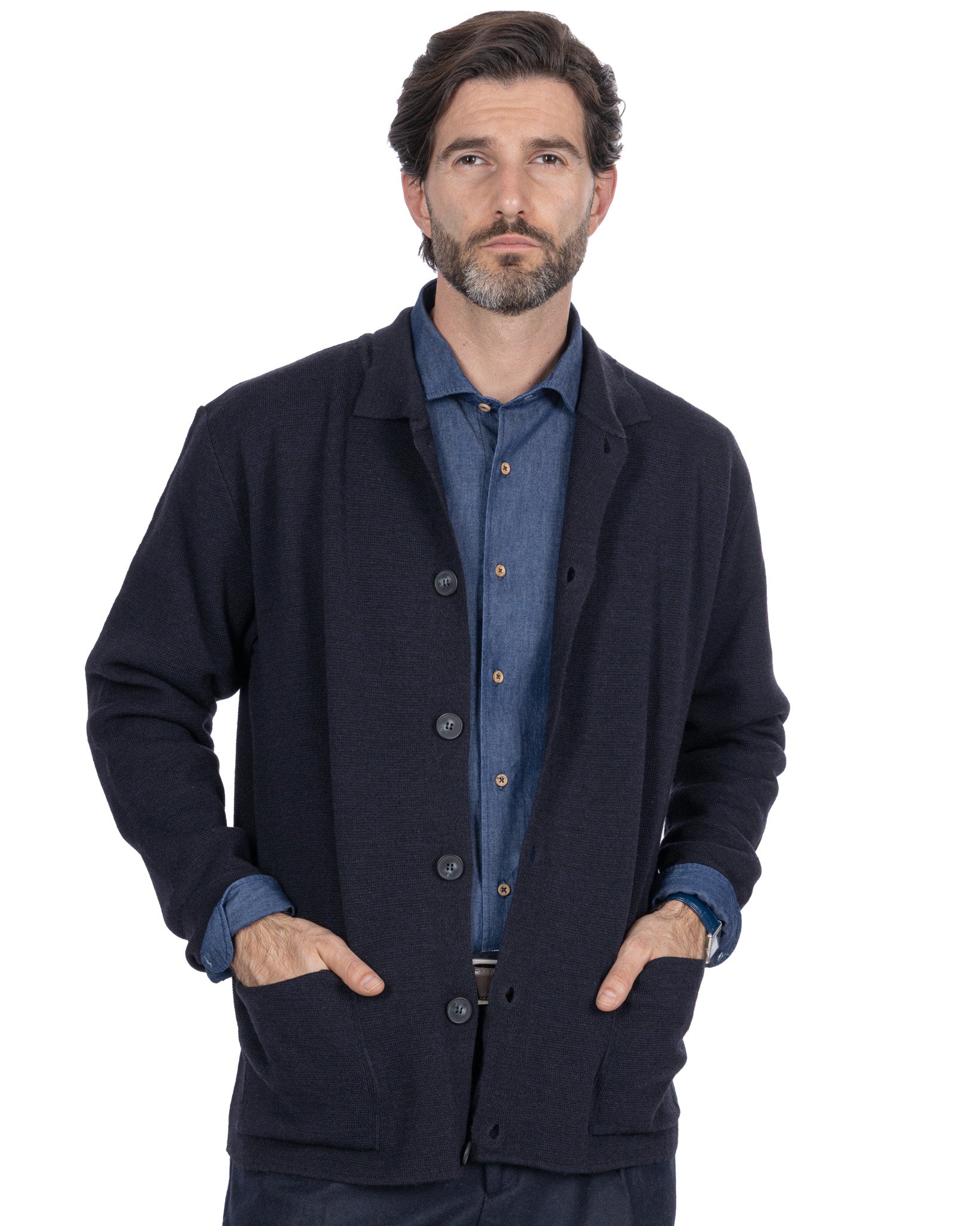 Krakatoa Knitted Jacket Blue
