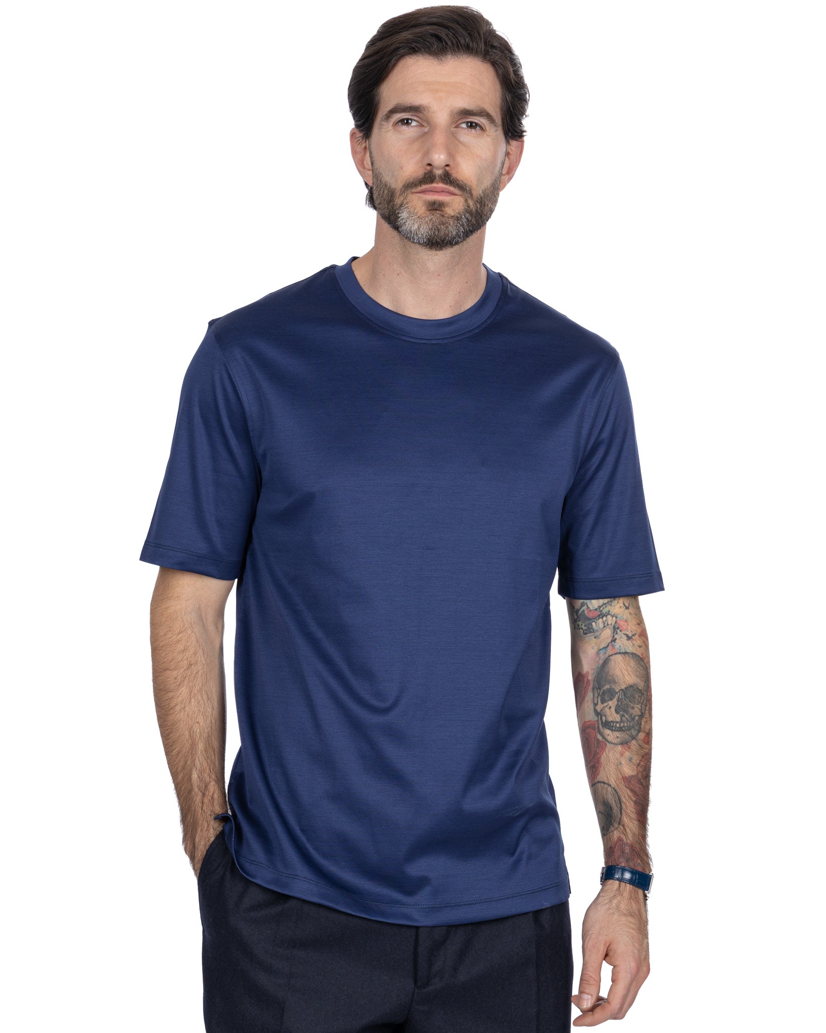 T-shirt Hoorn in filo di scozia blu