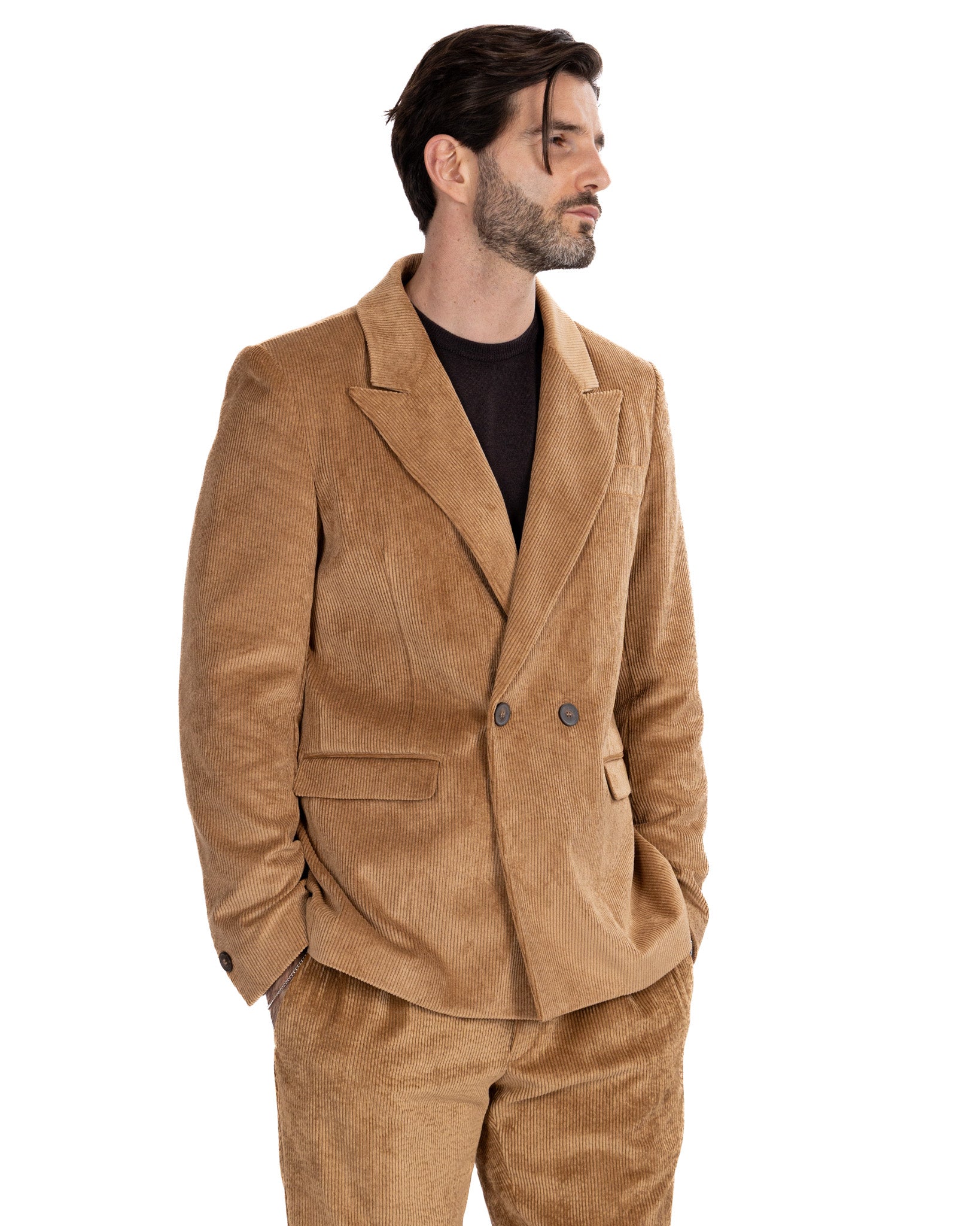 Giacca Bond in velluto cammello