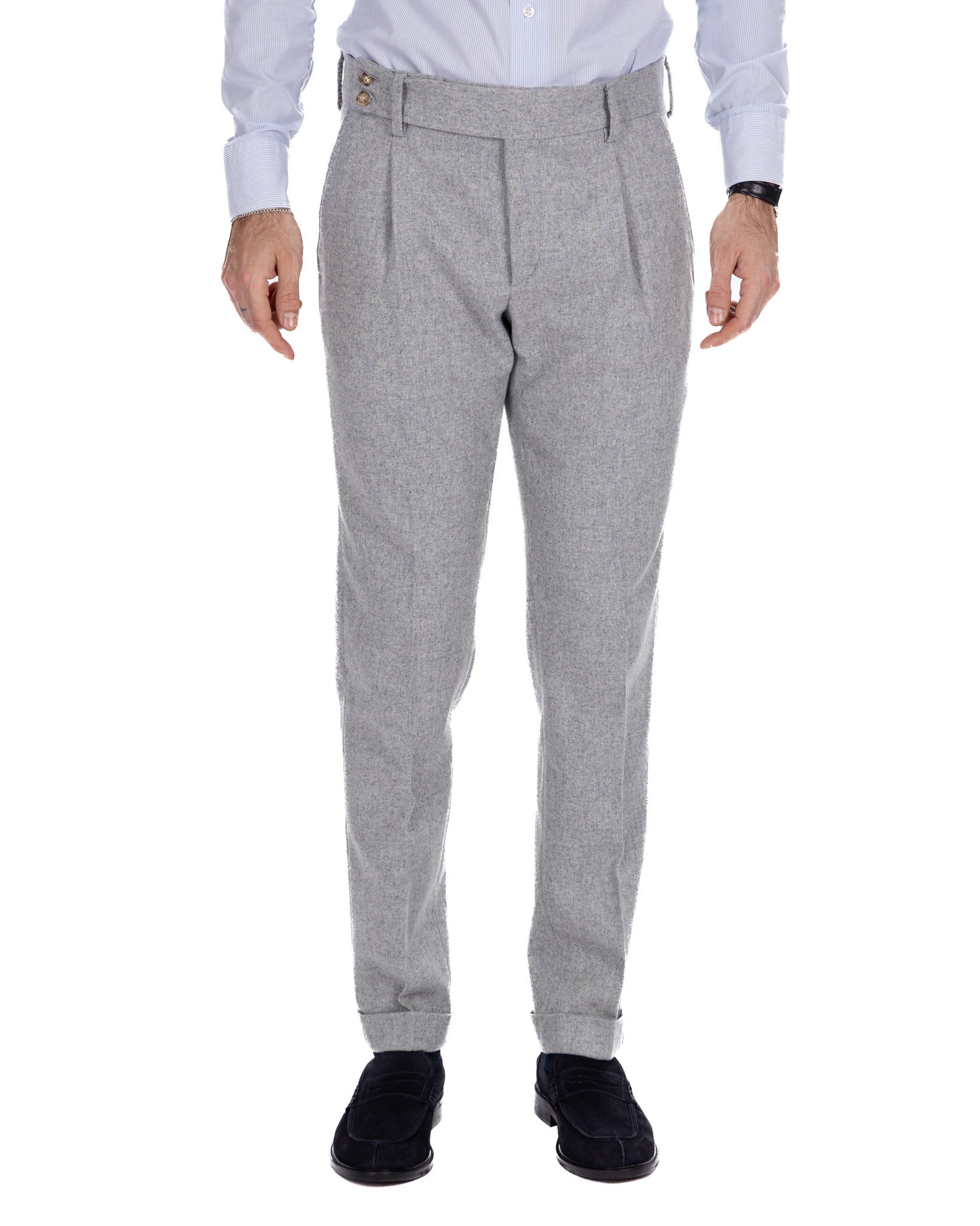 Pantalón Canon de franela gris claro