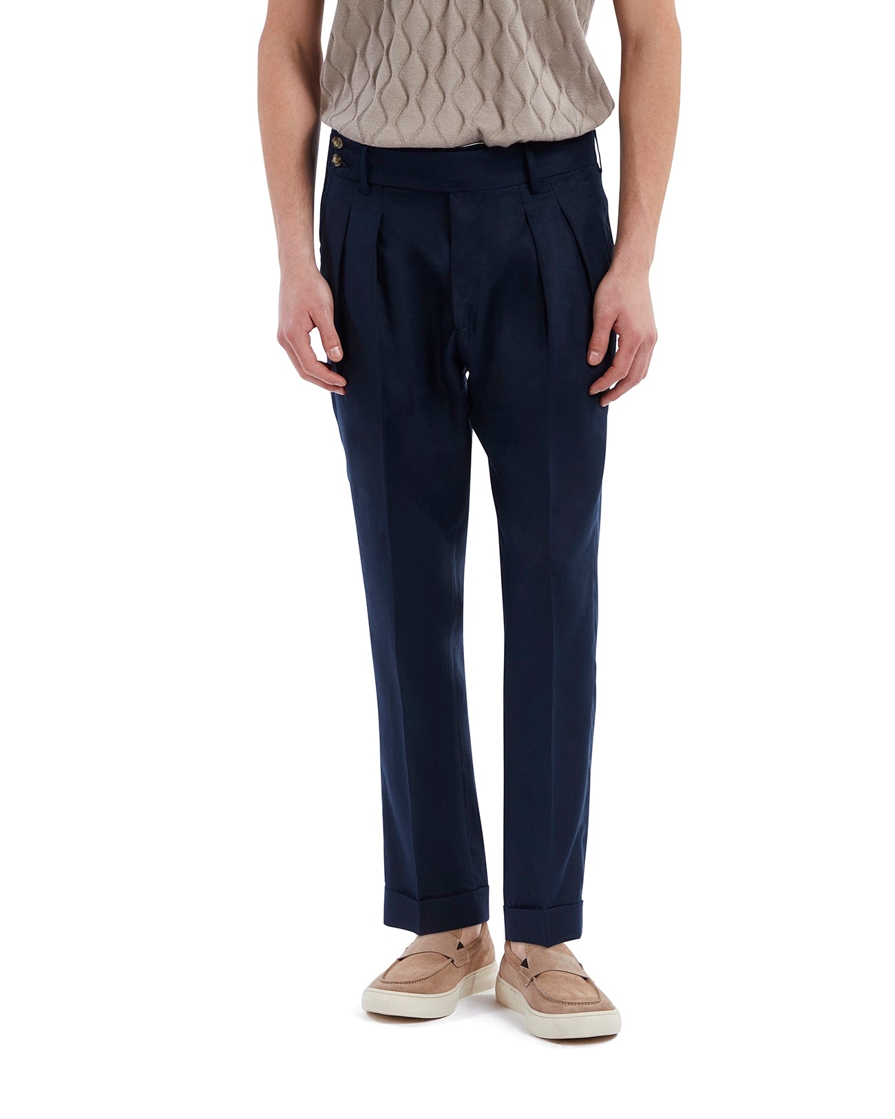 Cargese trousers in pure blue linen